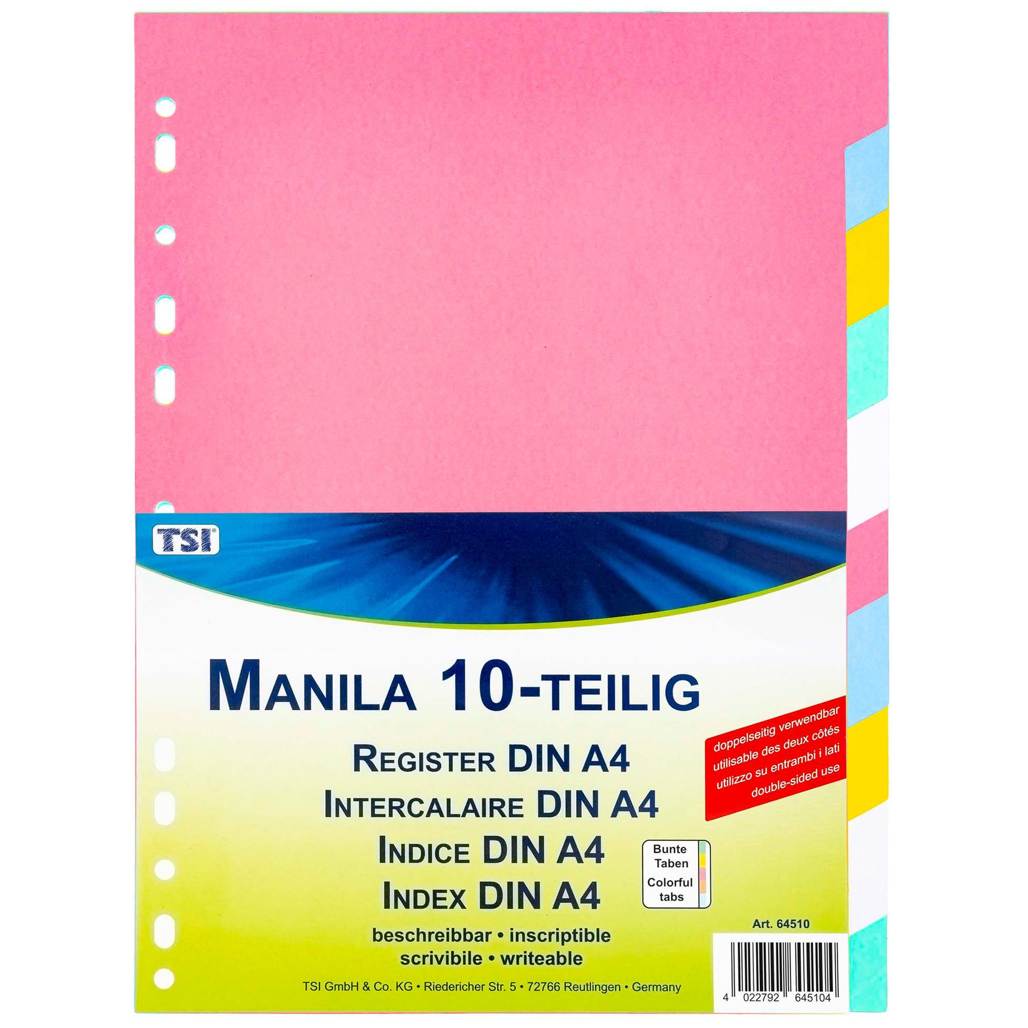 TSI Schreibwaren Aktenordner Register mit 10 blanko Taben aus Manila Karton