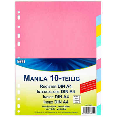 TSI Schreibwaren Aktenordner Register mit 10 blanko Taben aus Manila Karton