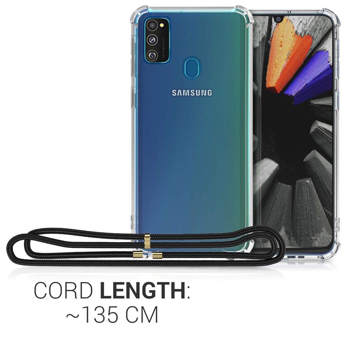 kwmobile Etui Necklace Case für Samsung Galaxy M30s, Hülle Silikon mit Handykette - Band Handyhülle