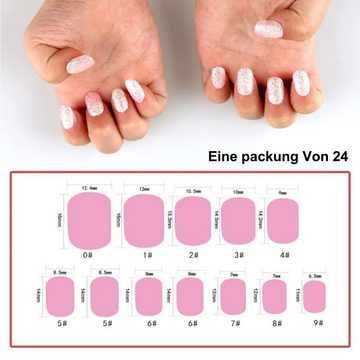 Juoungle Kunstfingernägel 24 Stück Kinder Press on Nails Kinder Falsche Nägel