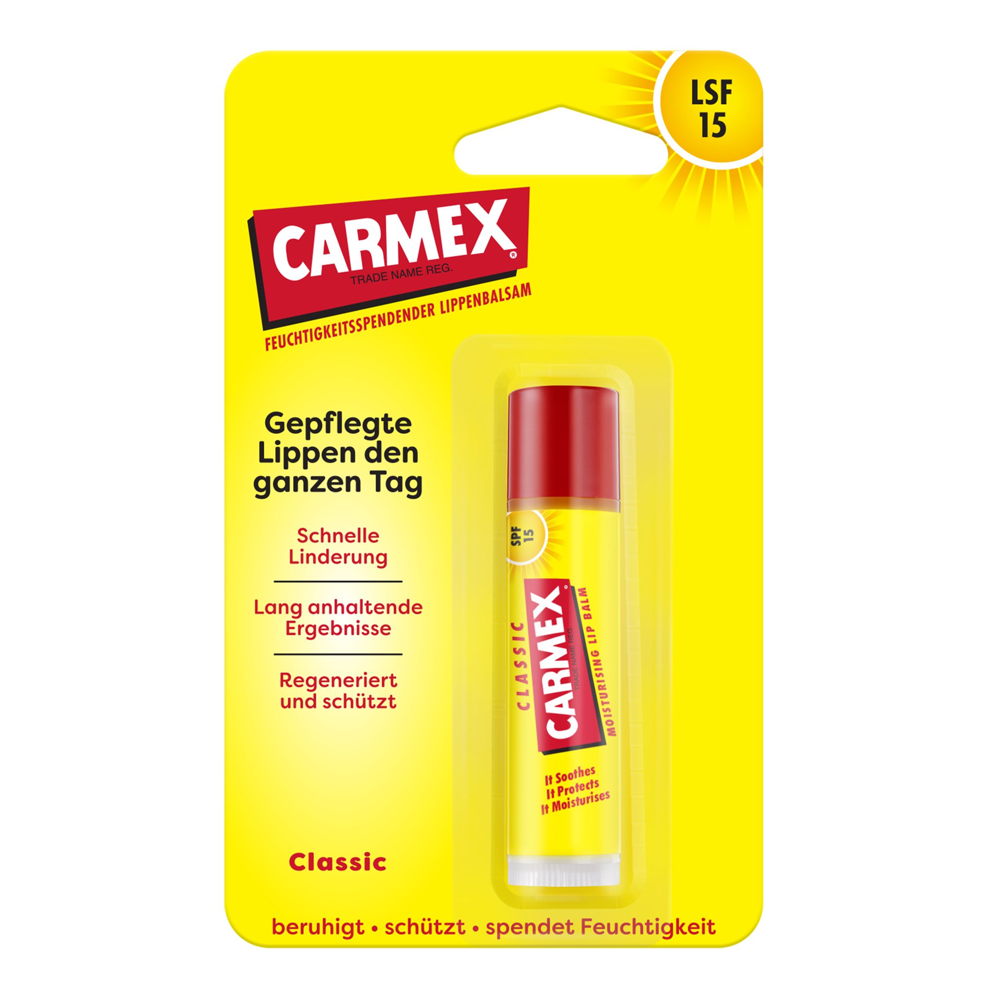 Carmex Lippenpflegestift Carmex Classic Stick - Lippenpflege für trockene Lippen - 4,25g