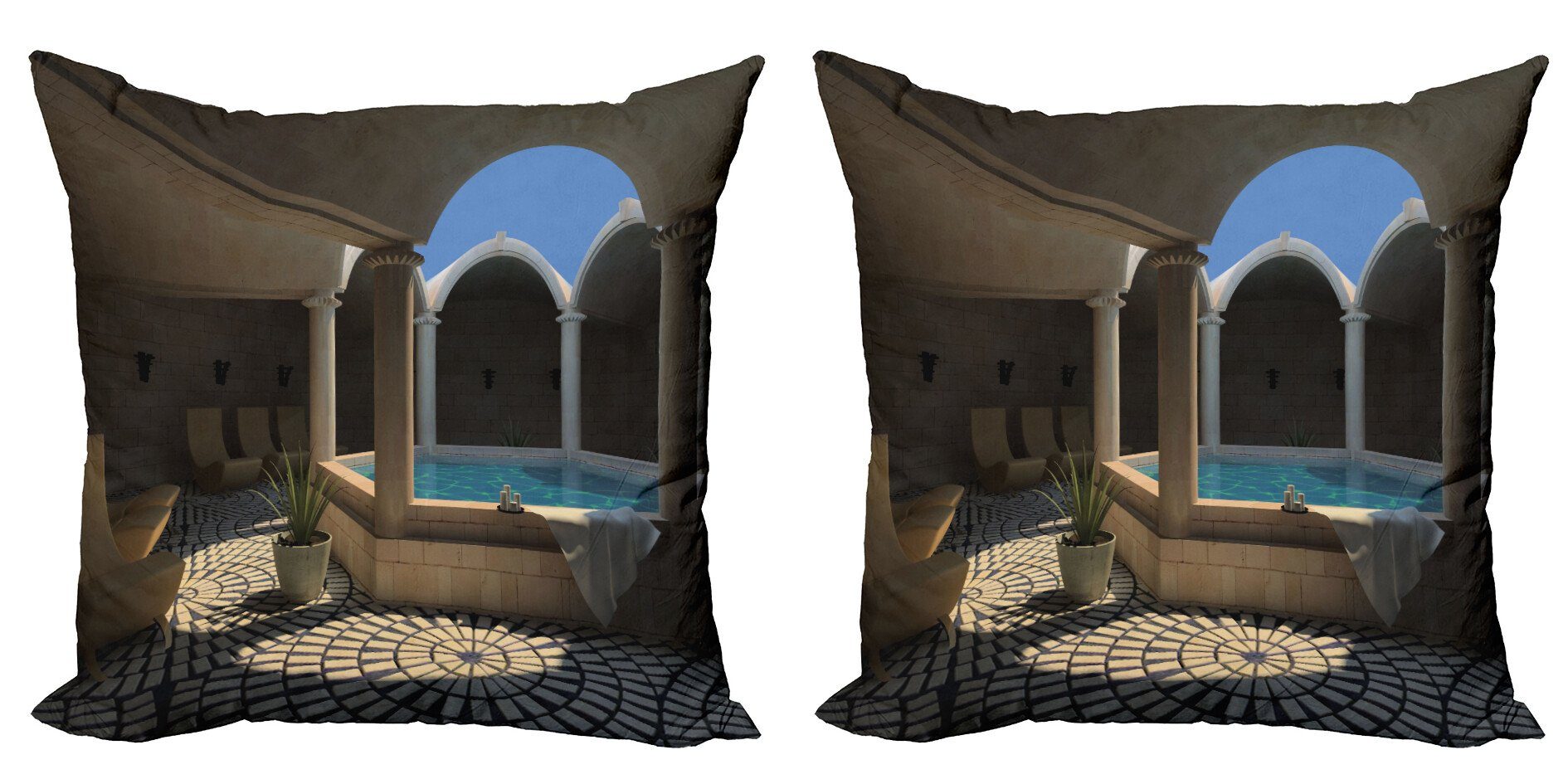 Kissenbezüge Modern Accent Doppelseitiger Digitaldruck, Abakuhaus (2 Stück), Urlaub Spa Entspannung Pool