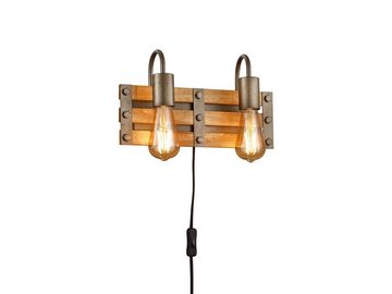 meineWunschleuchte LED Wandleuchte, LED wechselbar, Warmweiß, mit Schalter und Stecker Holzbalkenlampe Industrial Style, Breite 35cm
