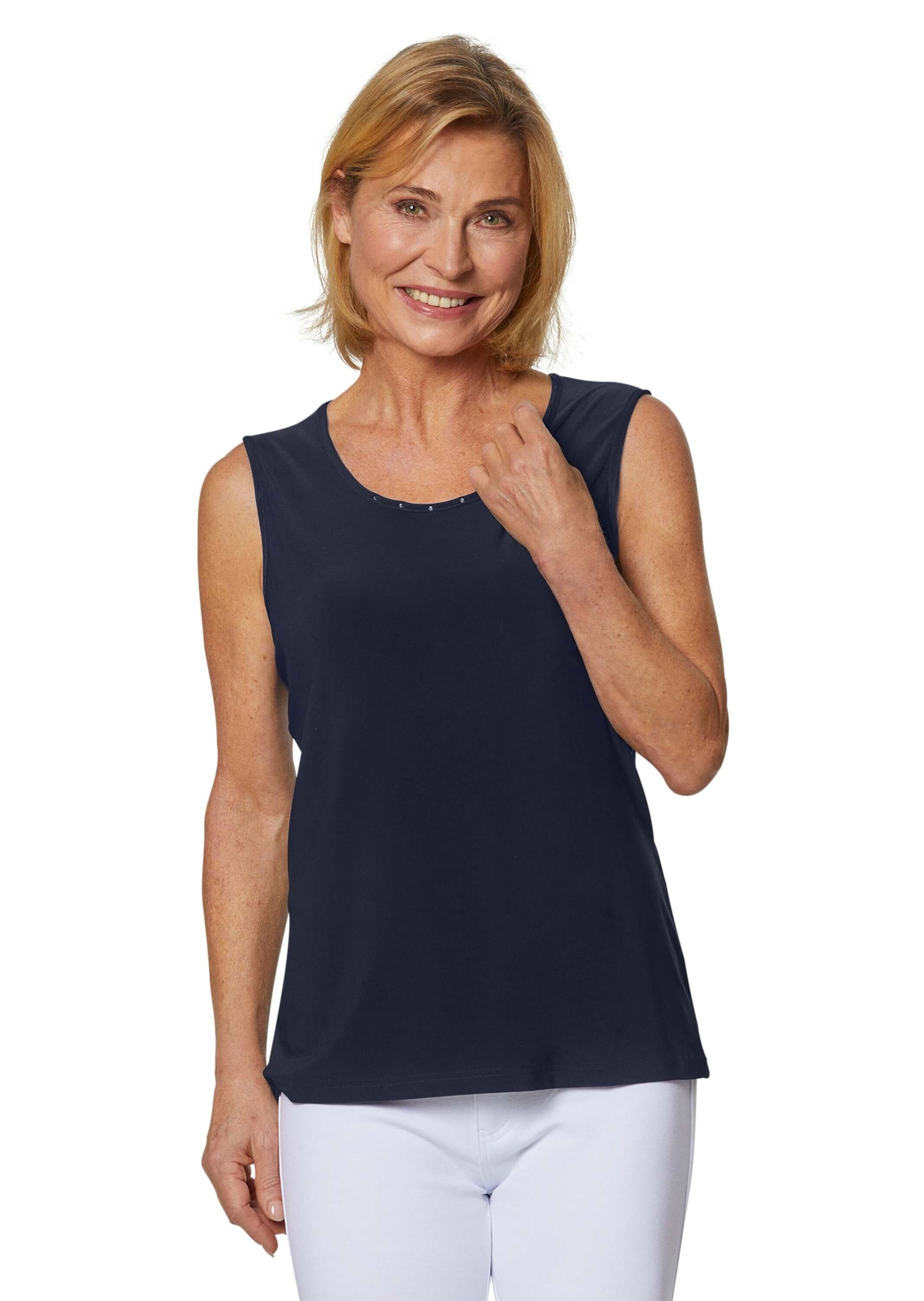 Shirttop Trageangenehmes Slinky-Top mit Steinchen