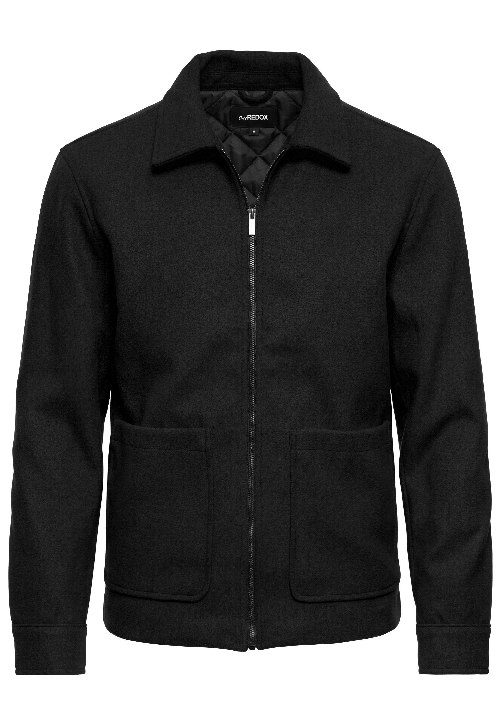 OneRedox Blouson in Woll-Optik mit Hemdkragen als Blouson Herren Outdoor Jacke als leichte Winterjacke