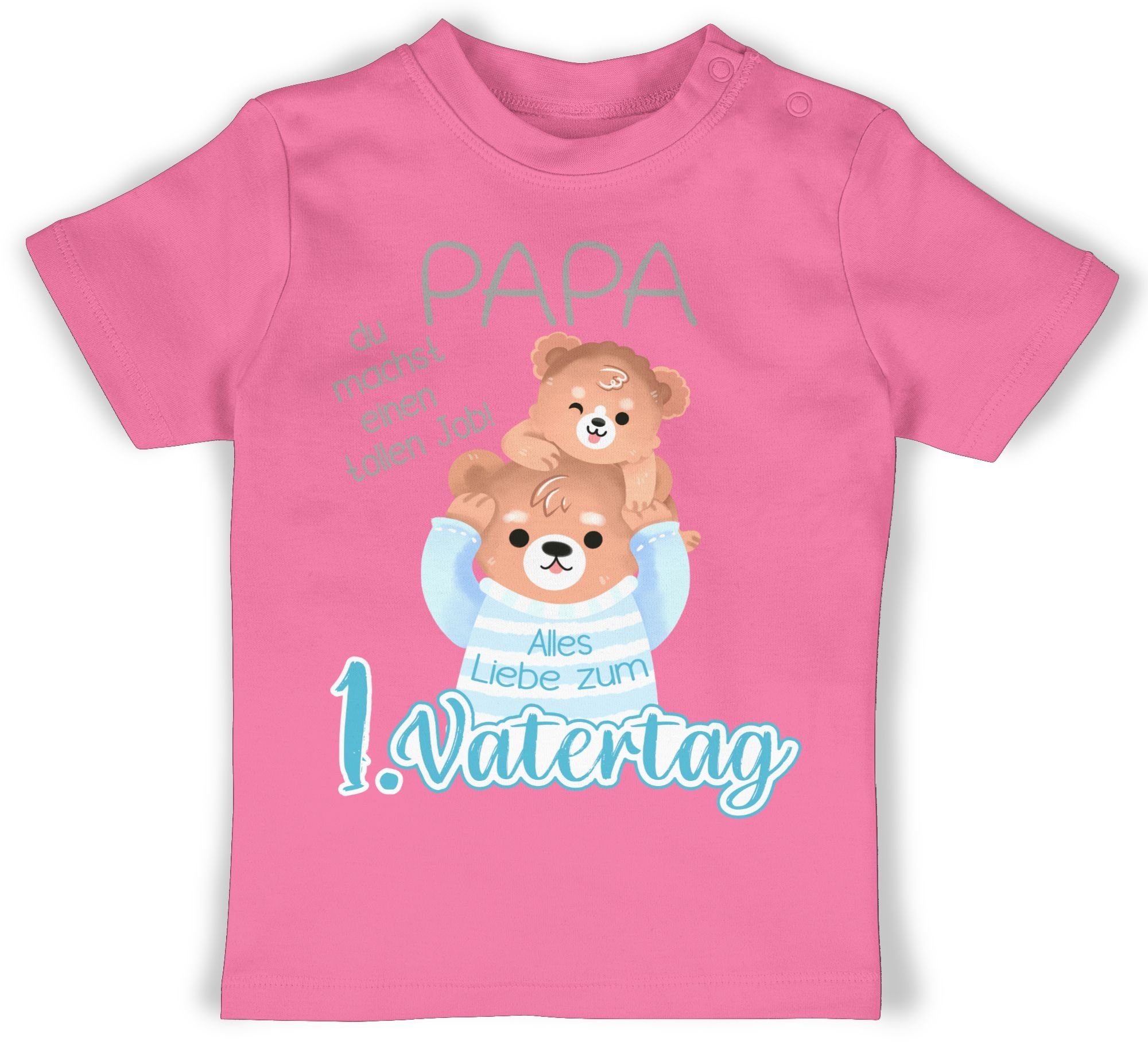 T-Shirt Alles Liebe zum 1. Vatertag - Papa Bär und Baby Bär - grau