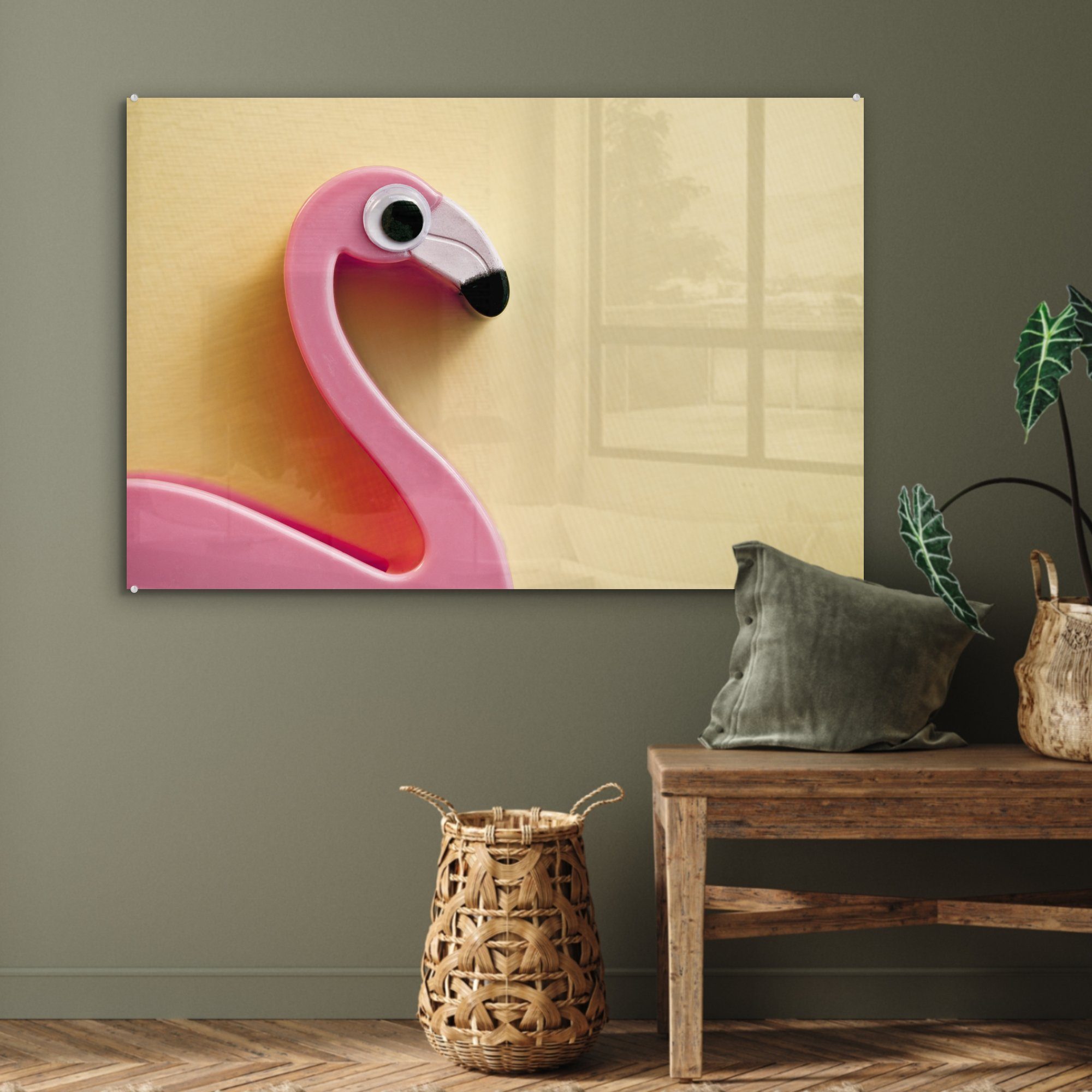 Acrylglasbild (1 großem mit Flamingo Acrylglasbilder Wohnzimmer St), & Schlafzimmer MuchoWow Auge,