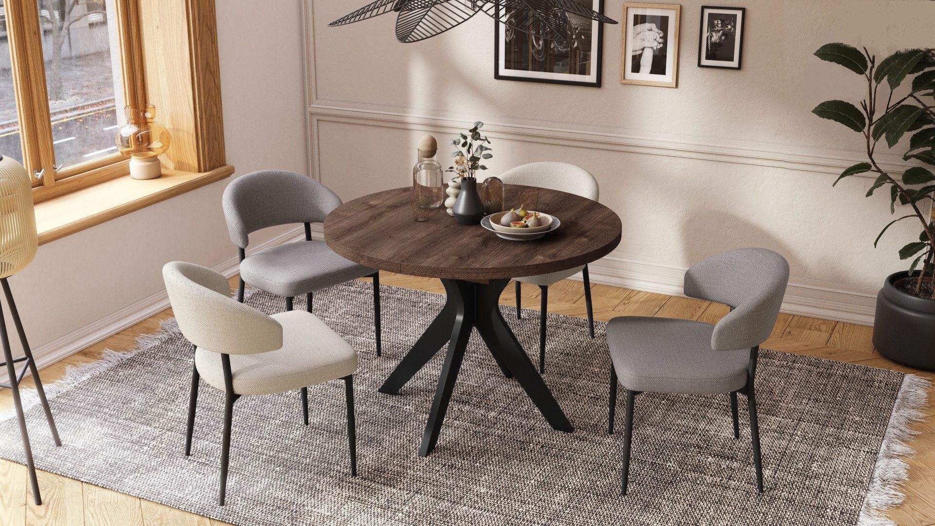 designimpex Esstisch Design Esstisch Renzo ausziehbar 110 bis 180 cm rund E günstig online kaufen