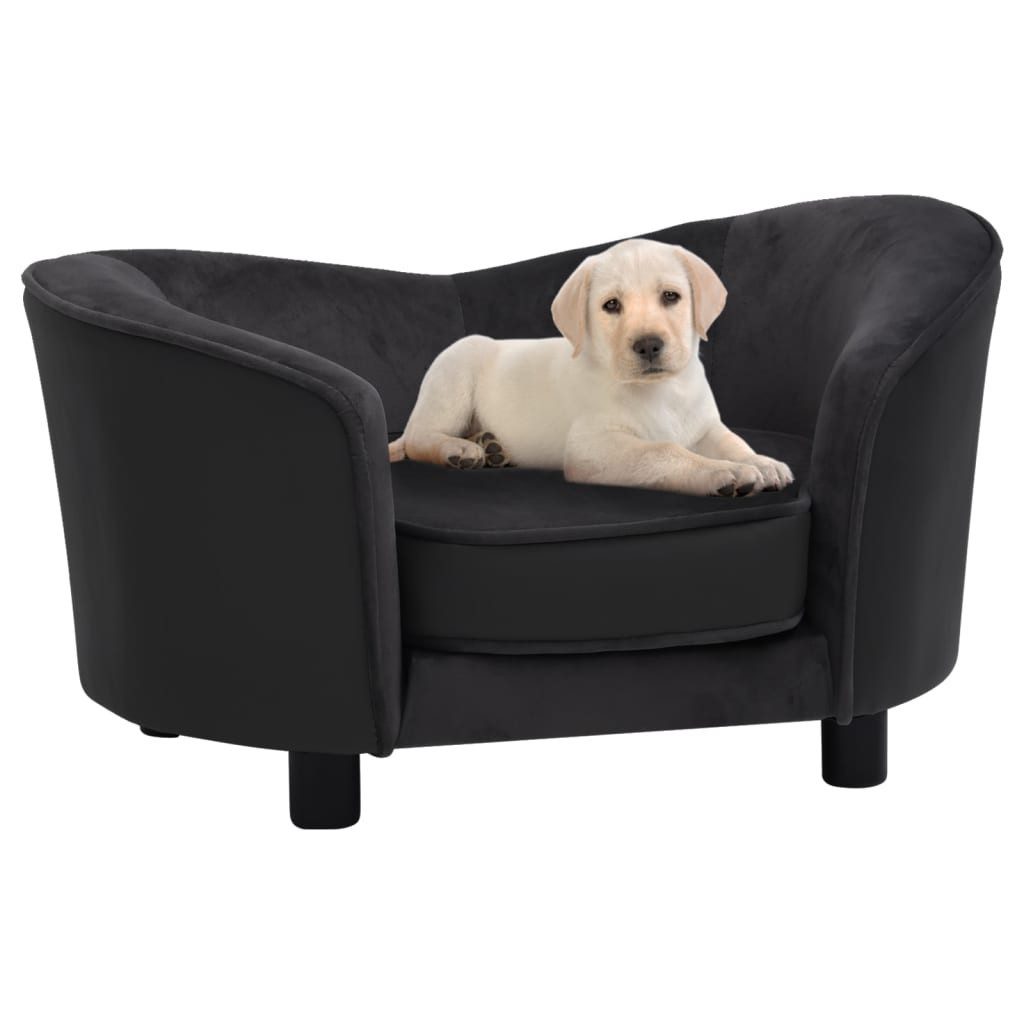 vidaXL Hundekorb NA Hundesofa Schwarz 69x49x40 cm Plüsch und Kunstleder