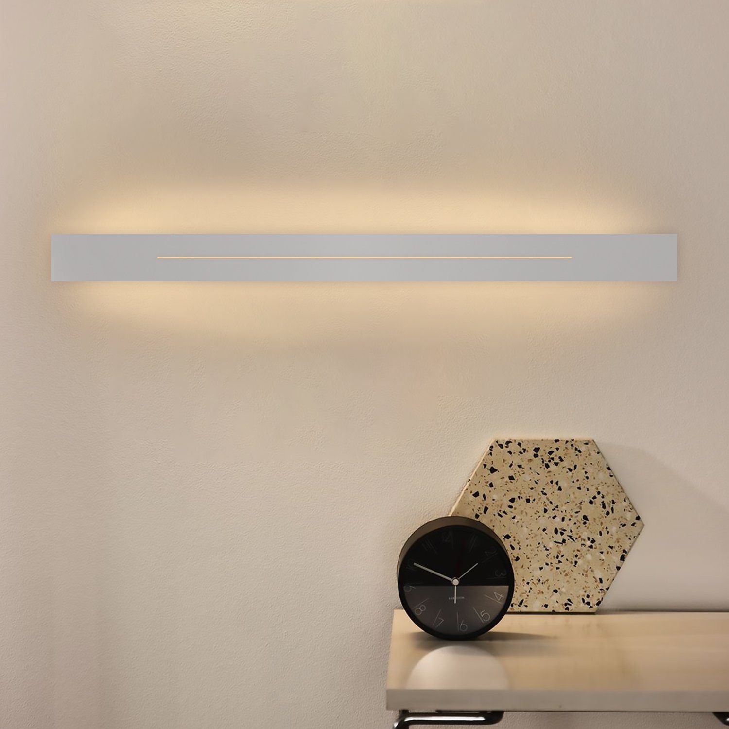 ZMH LED Wandleuchte Wandlampe innen weiß/schwarz 30cm 60cm 100cm, LED fest integriert, warmweiß, 60cm Weiß