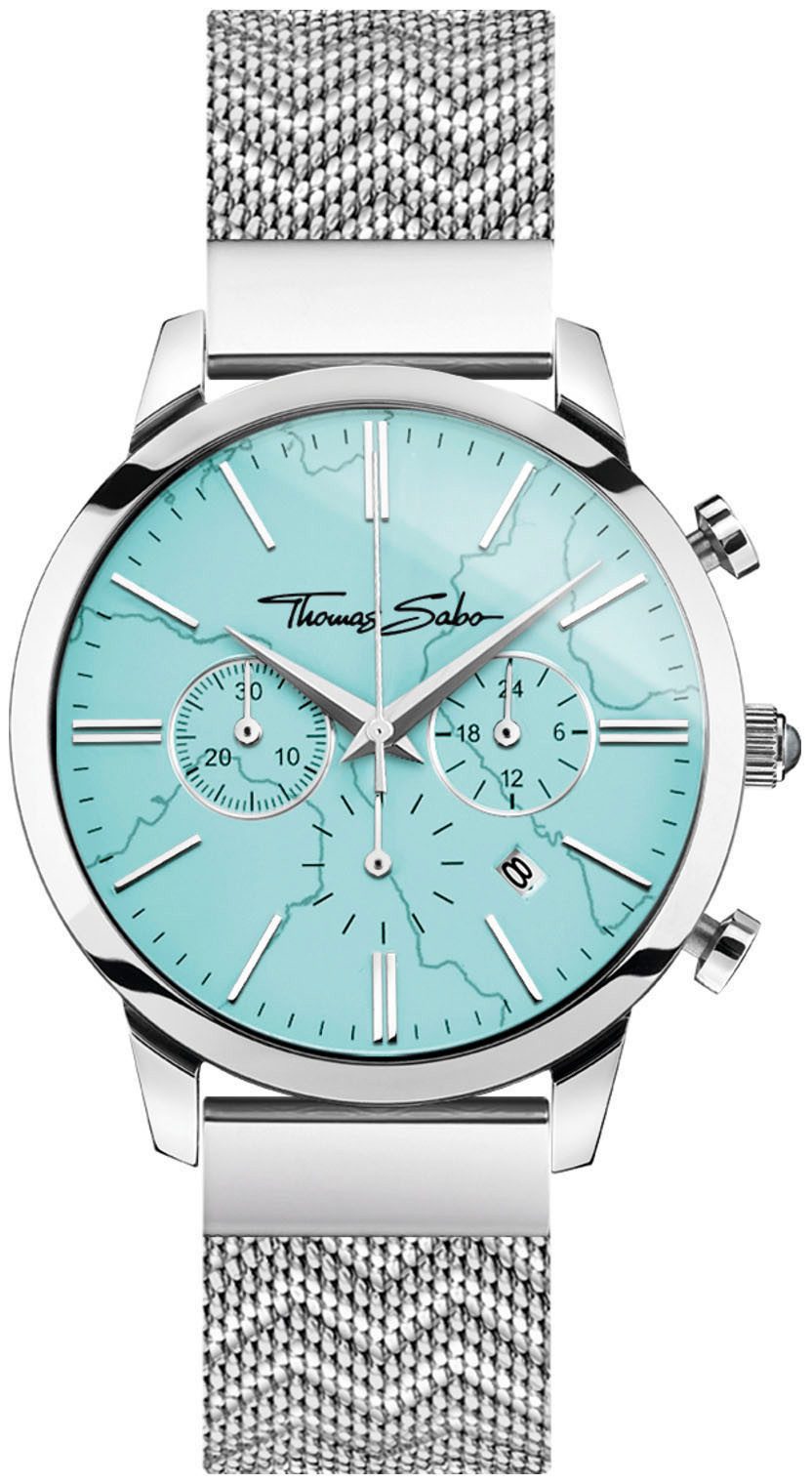 THOMAS SABO Chronograph ARIZONA SPIRIT WA0366-201-215-42 MM, Quarzuhr, Armbanduhr, Herren, Datum, Stoppfunktion, Hämatit-Steine