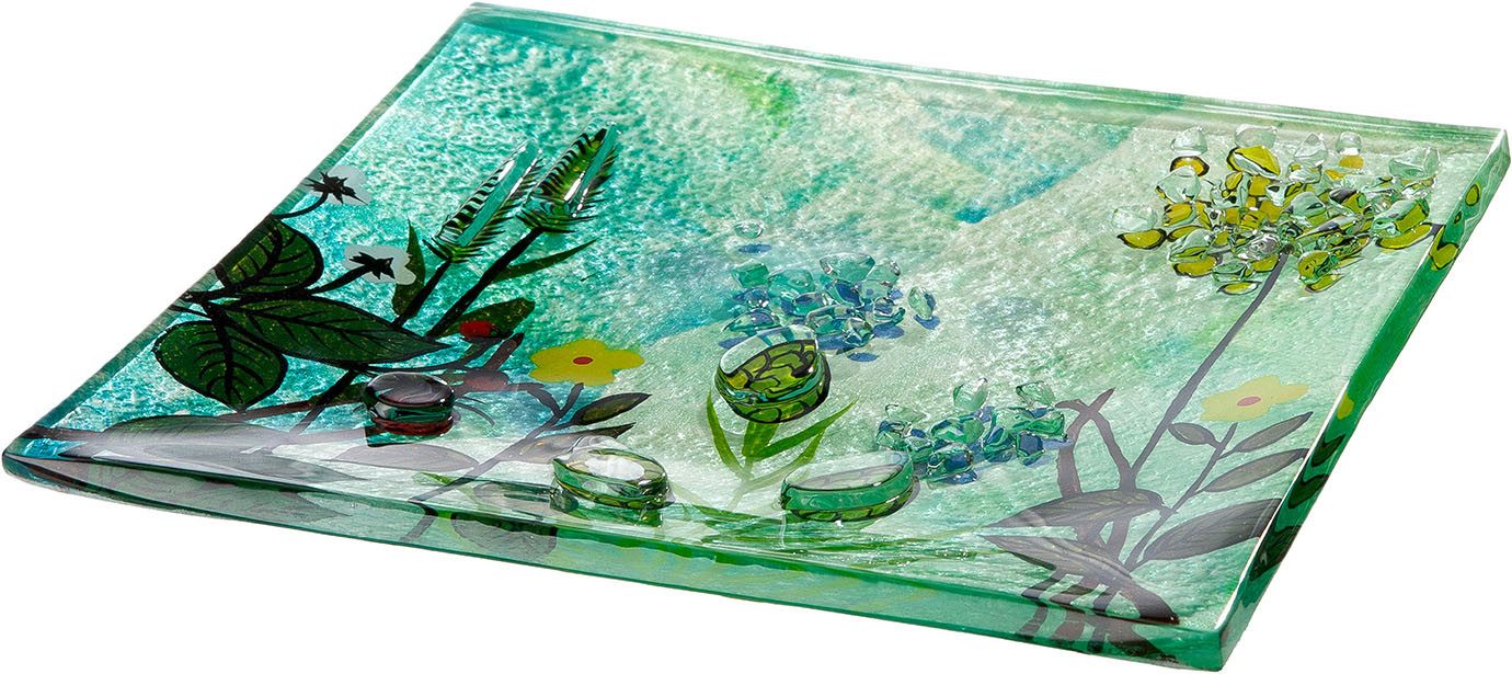 GILDE Schale Deko-Schale Wild Flowers, Glas, (1-tlg)