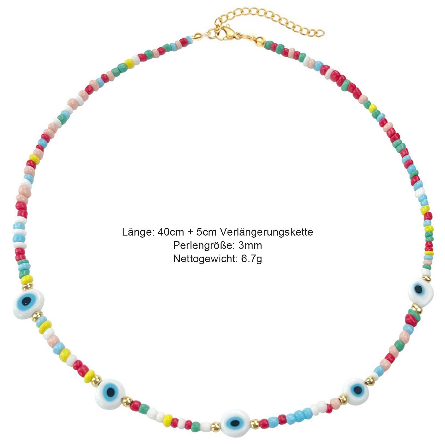 MAGICSHE Perlenkette Süßwasserperlen Layered Edelstahl 18K aus Halskette NK8033 vergoldet Halskette Frauen, für