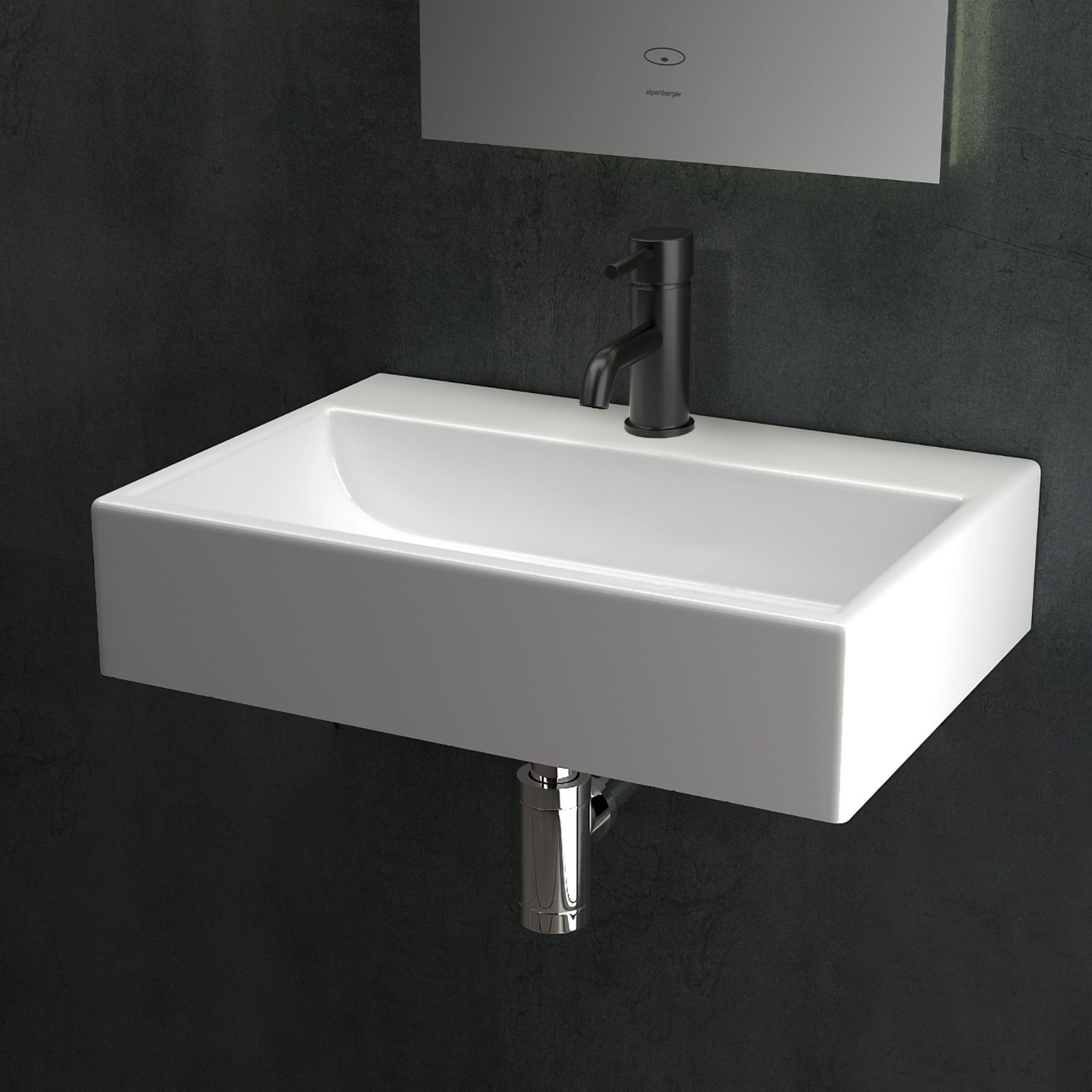 Alpenberger Waschbecken - Keramik Aufsatzwaschbecken Hängewaschbecken - Eleganter Waschplatz (1-tlg. Set, 1-St., Handwaschbecken Badezimmer), Aufsatzbecken schm – Bild 5 von 5