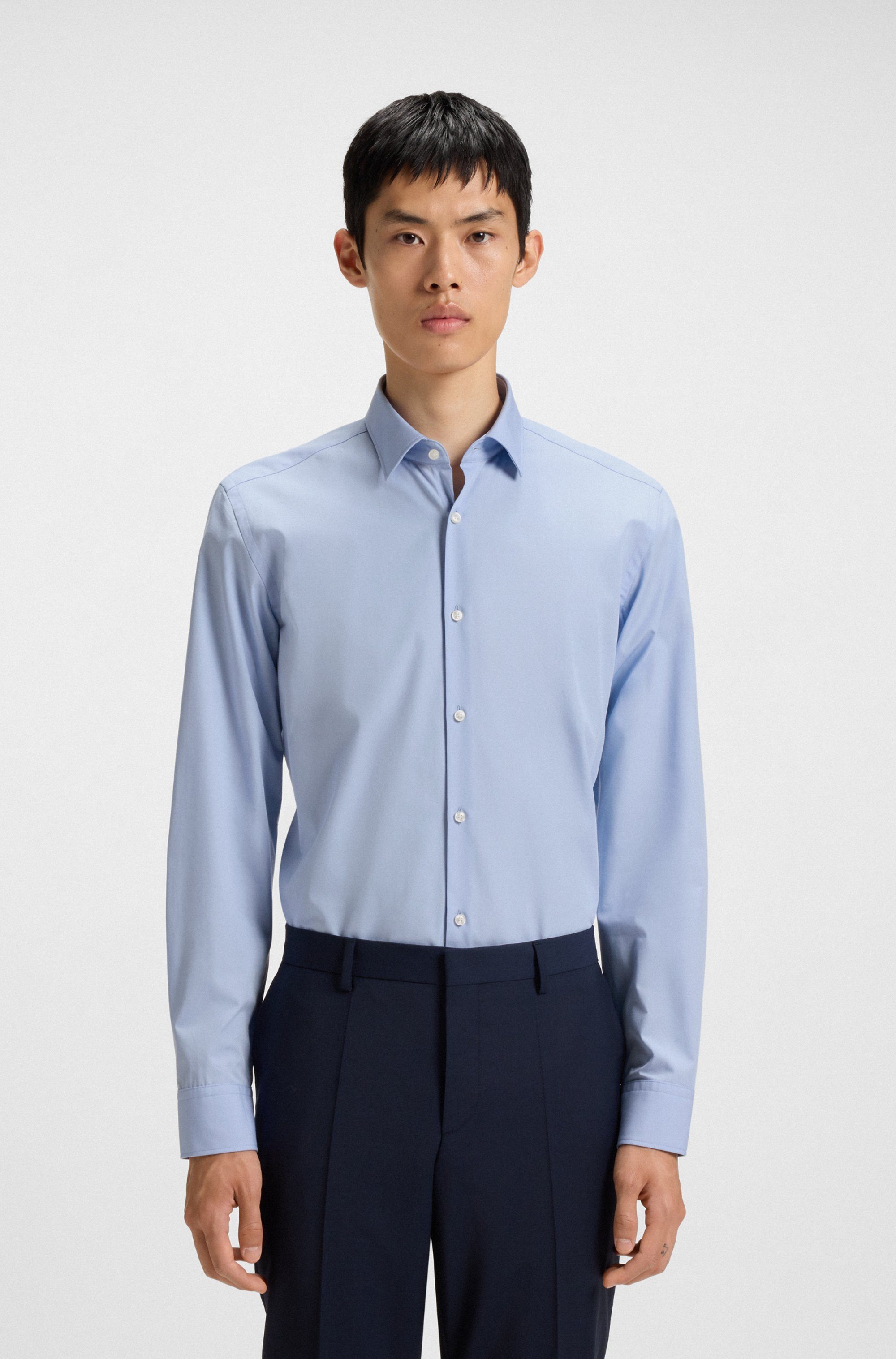 HUGO Langarmhemd Kenno Slim-Fit Hemd aus bügelleichter Baumwoll-Popeline günstig online kaufen
