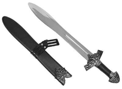 Das Kostümland Spielzeug-Schwert Wikinger Schwert mit Scheide - 61 cm Silber - Waffe zum Krieger Hunnen Barbar Kostüm Fasching Mottoparty, (1-tlg)