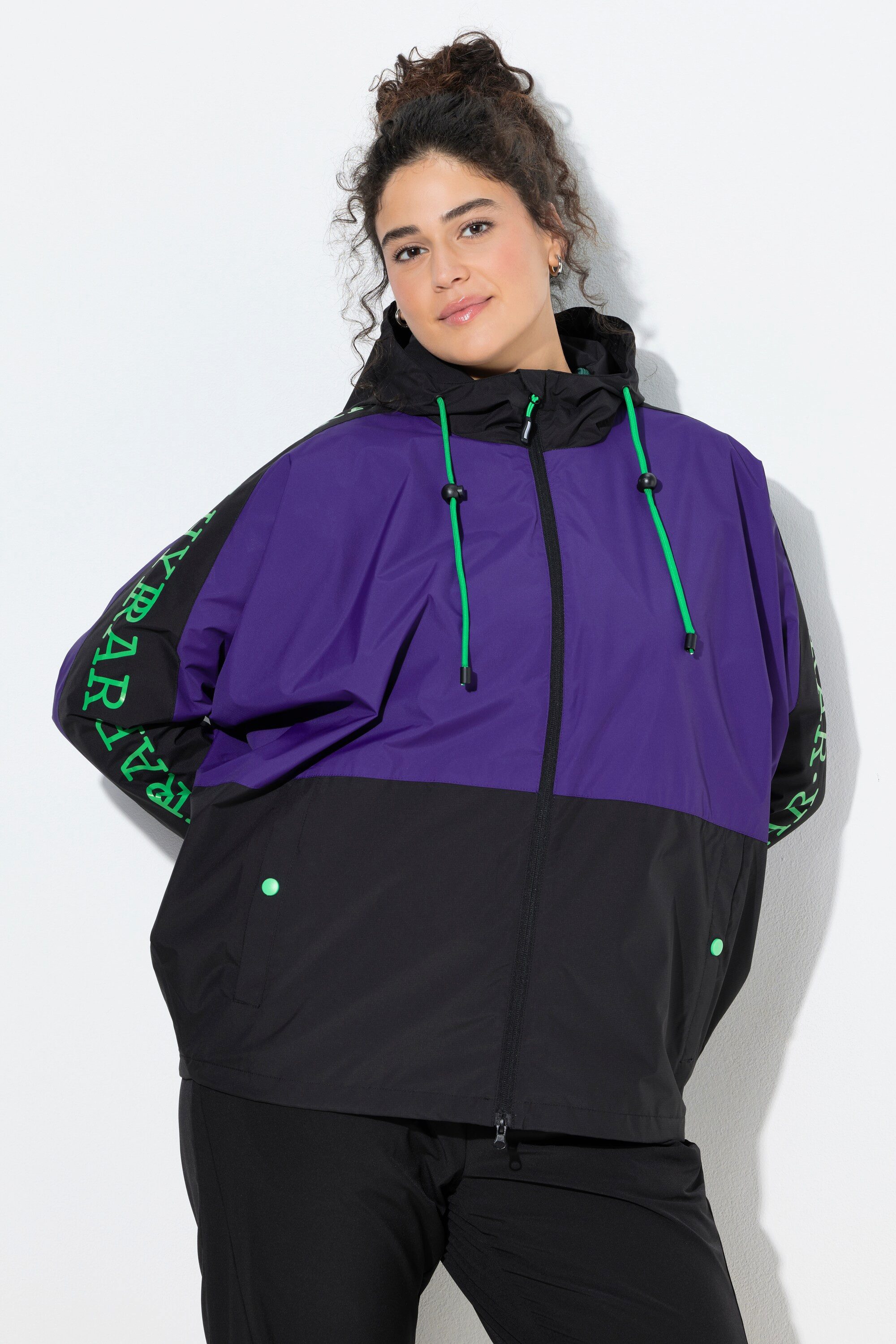 Ulla Popken Funktionsjacke Funktionsjacke Kapuze oversized Fledermaus-Ärmel
