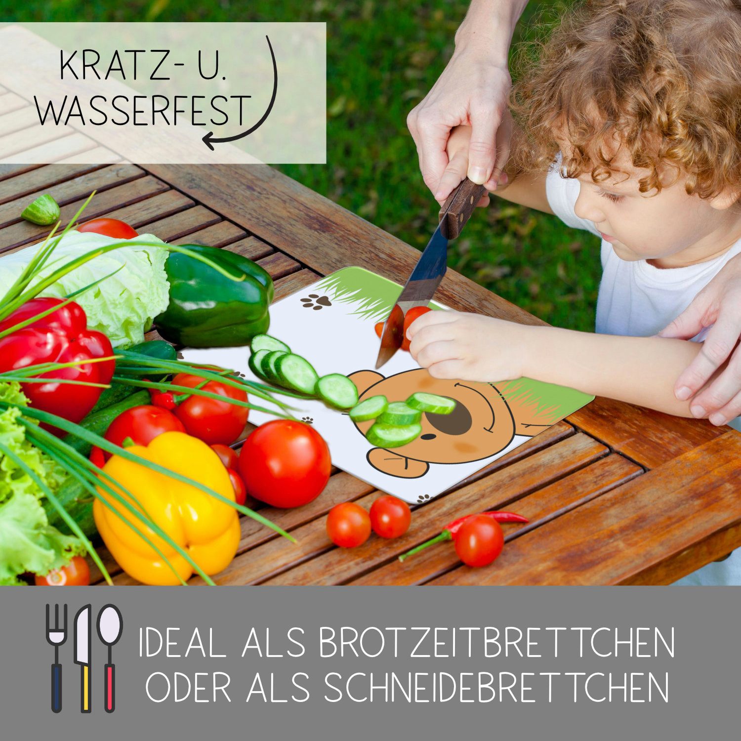 CreaDesign Frühstücksbrett Kinder Teddy Brettchen, Kunststoff, 20x25 cm, Kunststoff, (1-St)