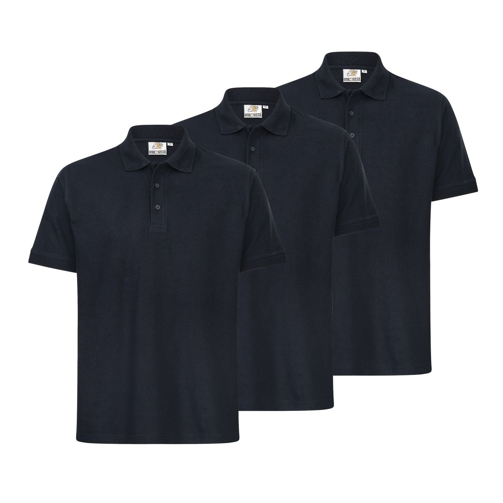 WORXWEAR Poloshirt Herren (Spar-Set, 3er-Pack) strapazierfähiges Poloshirt mit Einlaufwert < 5% dunkelblau