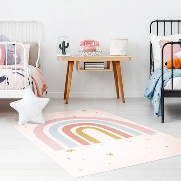 Kinderteppich Vinyl Kinderzimmer Mädchen Jungen Regenbogen, Bilderdepot24, rechteckig - pastell glatt, nass wischbar (Saft, Tierhaare) - Saugroboter & Bodenheizung geeignet