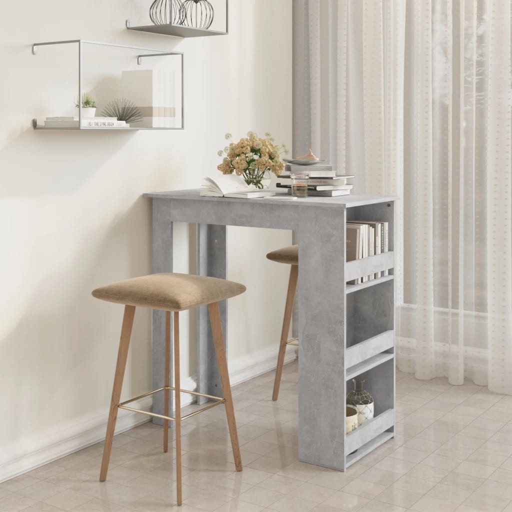 furnicato Stehtisch Betongrau 102 x 50 x 103,5 cm aus Holzwerkstoff (1-St), Stabiler Küchentisch mit drei Ablagen für Küche oder Essbereich