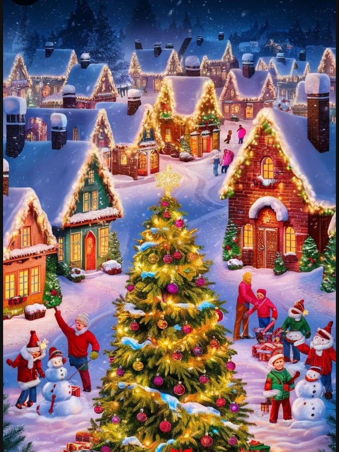 Rötting Design Malen nach Zahlen BASTELIDEE 5d Diamond Painting Set Motiv das Weihnachtsdorf (Komplett-Set), Diamond Painting Vollbild, Lieferung enthält alle Utensilien