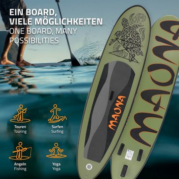 ECD Germany SUP-Board Stand Up Paddle Board aus PVC Paddelboard, Surfboard Grün 308x76x10 cm mit Anti-Rutsch Belag Komplett Set