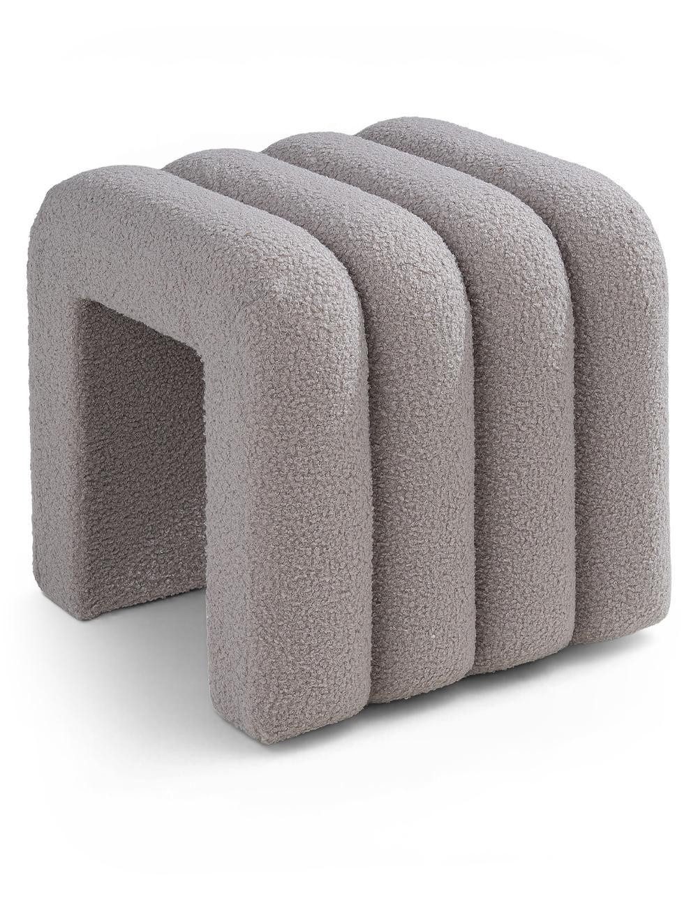 Home4You Polsterhocker B 40 x H 40 cm, Wollweiß, Teddystoff, (1 St), MDF, flauschig