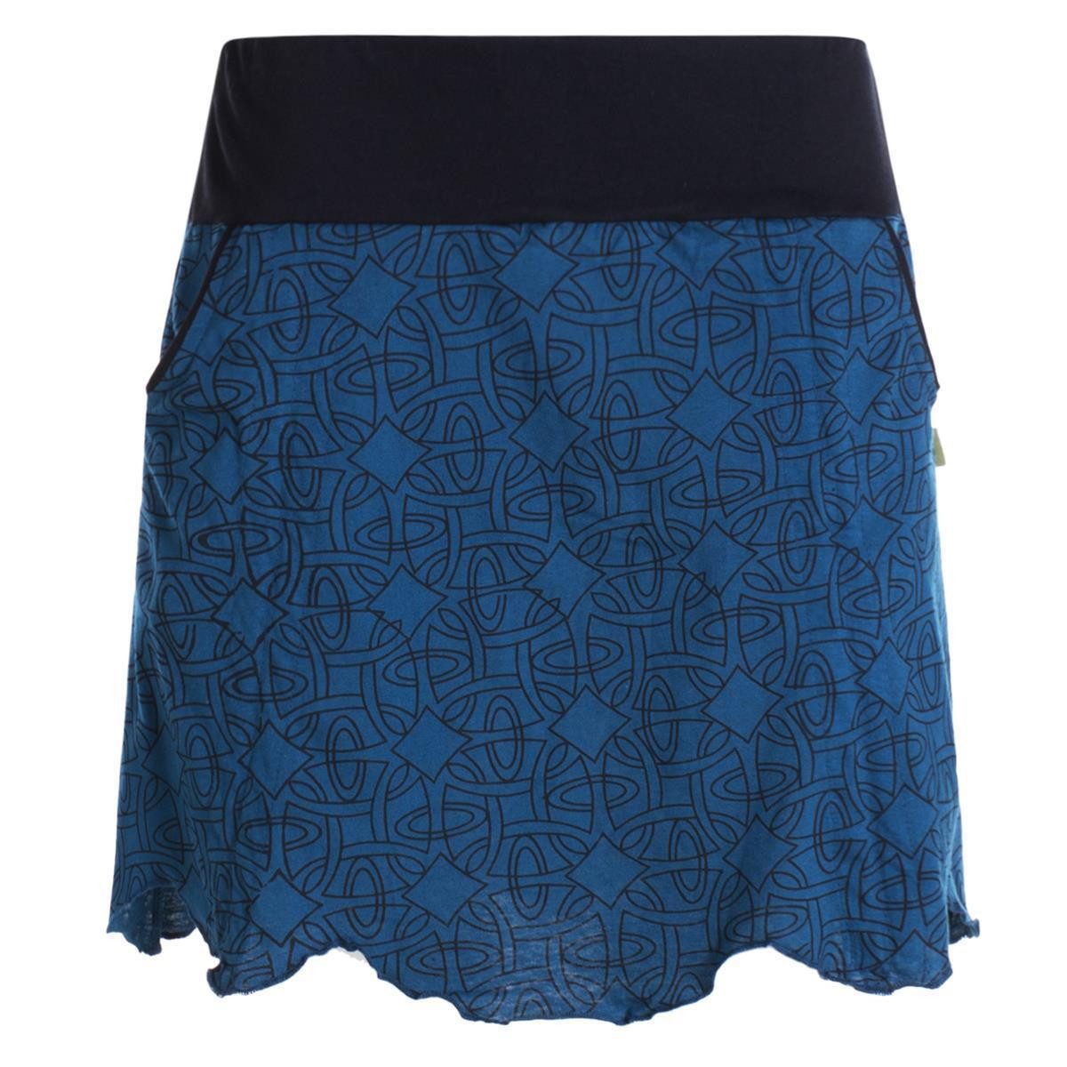 Minirock Damen Mini-Rock Baumwolle geometrisch elastischer Bund mit Taschen