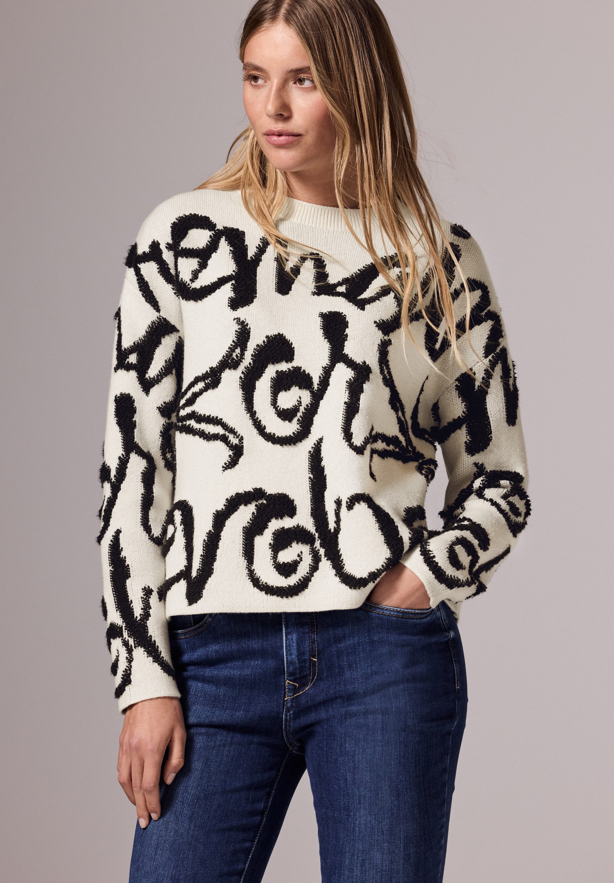 STREET ONE STUDIO Strickpullover mit Rundhalsausschnitt