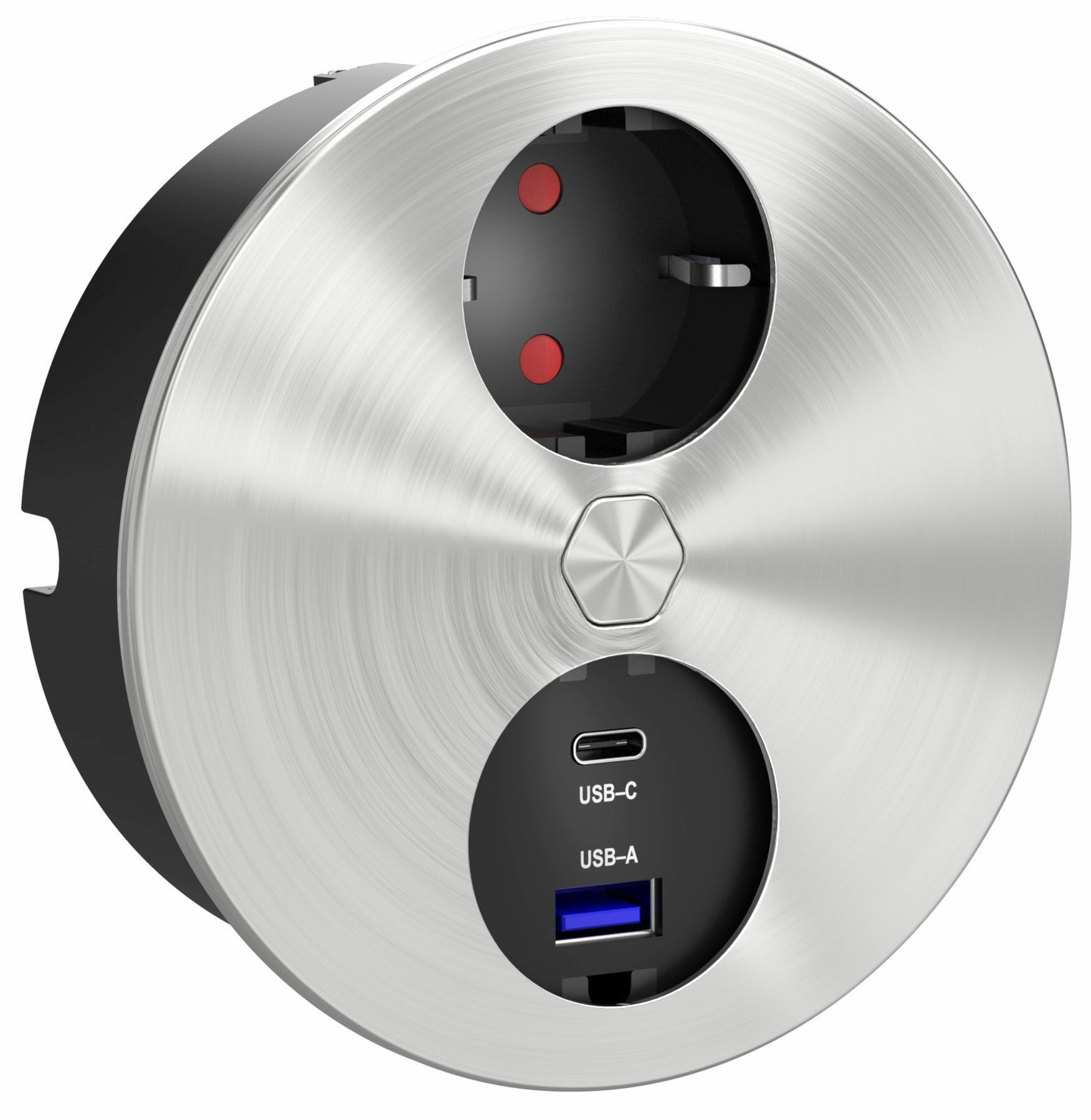 HPF Einbausteckdose Duplex-R Küchensteckdose USB A/C Einbau Arbeitsplatte Einbau-Tischsteckdose (Kabellänge 2.00 m), USB A & USB C