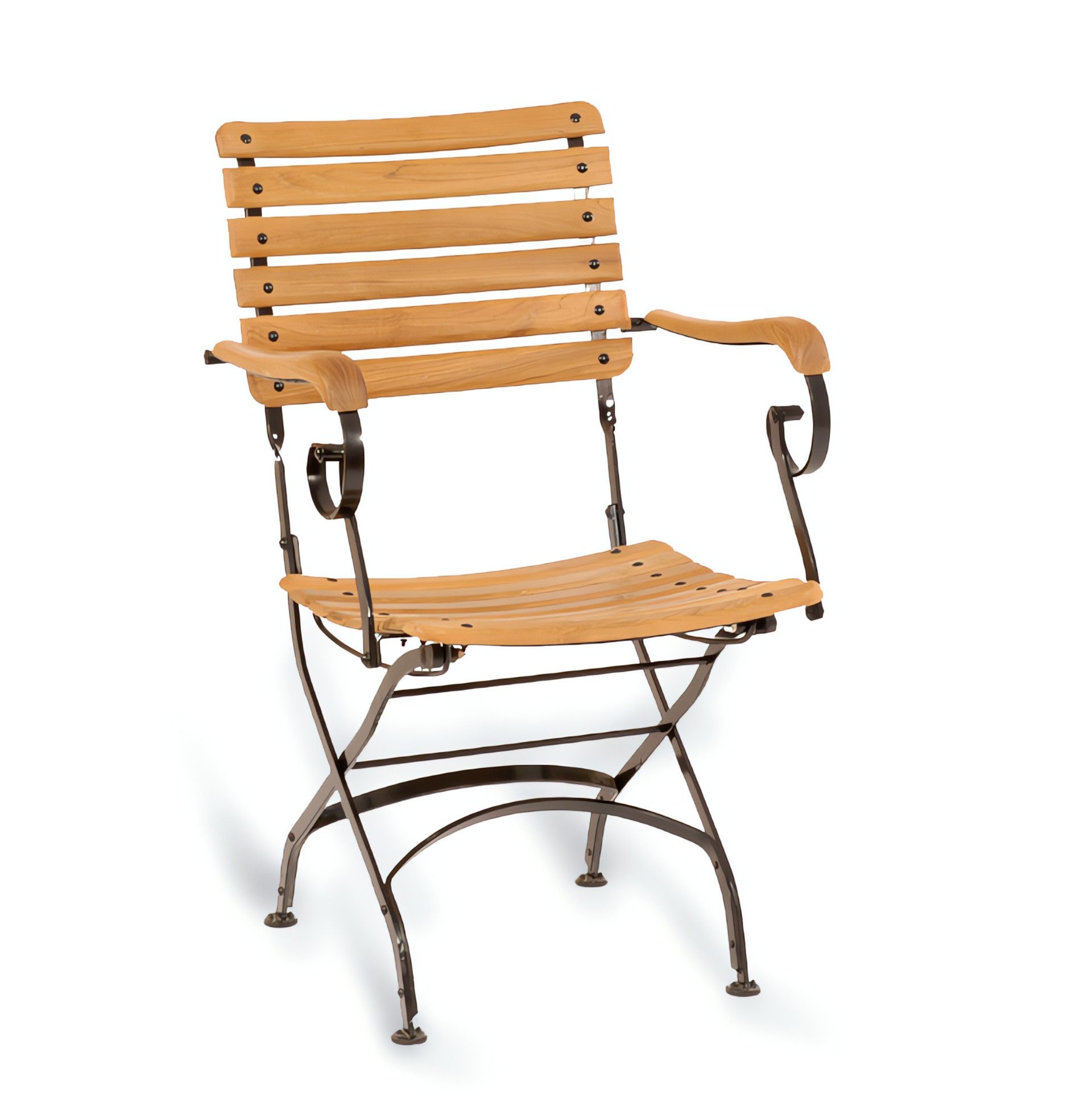 SonnenPartner Gartenstuhl Klappsessel Oxford Teak / Stahl verzinkt schwarz