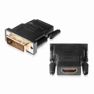 Poppstar Adapter HDMI zu DVI-D, 1x Adapter (HDMI Buchse auf DVI-D Stecker 24+1 Pin) (Full HD 1080p) für den Anschluss von Hdmi Kabel an TV und Monitor, schwarz, vergoldete Kontakte