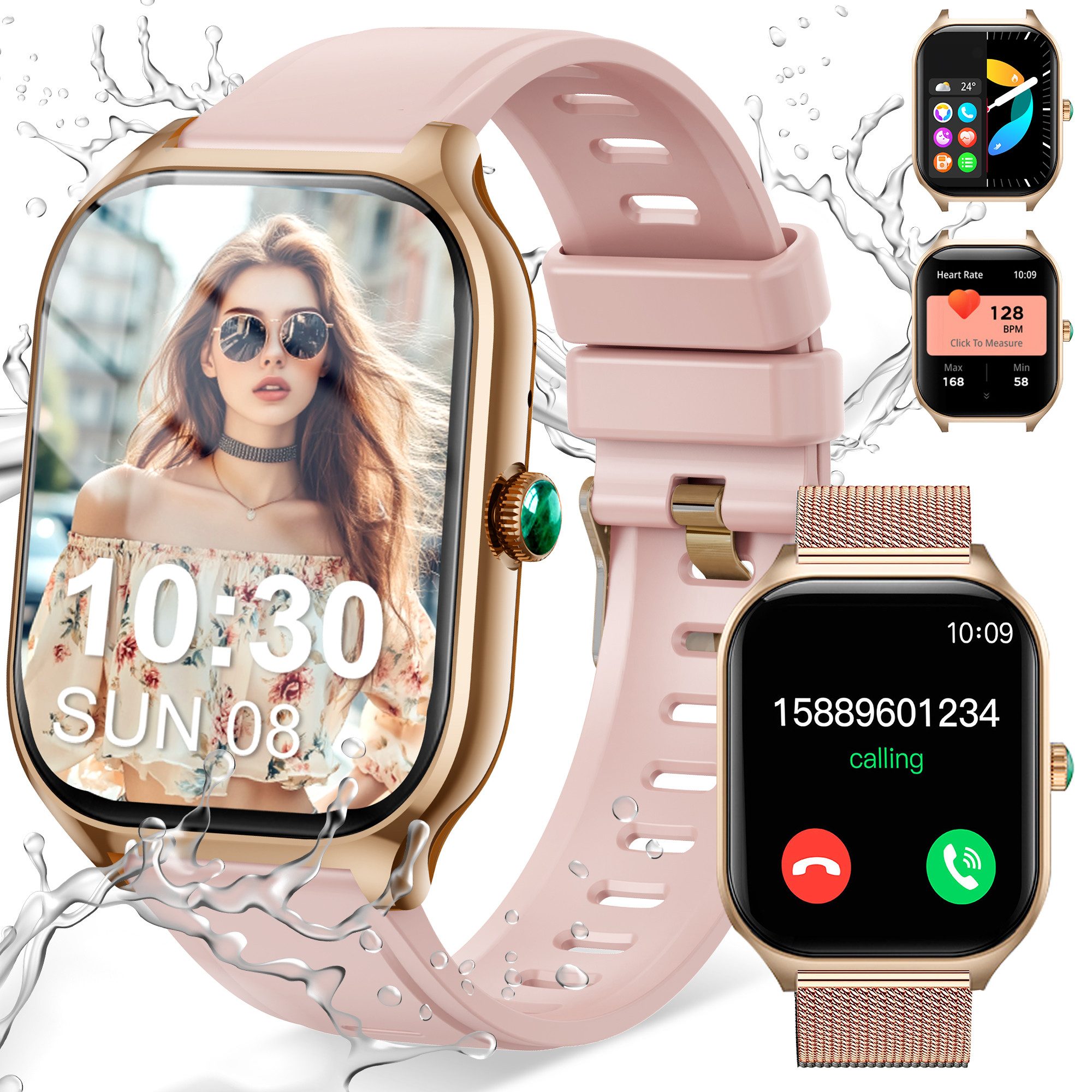 Smartwatch Damen Herren,Fitnessuhr Tracker mit, 2.01" HD Smartwatch
