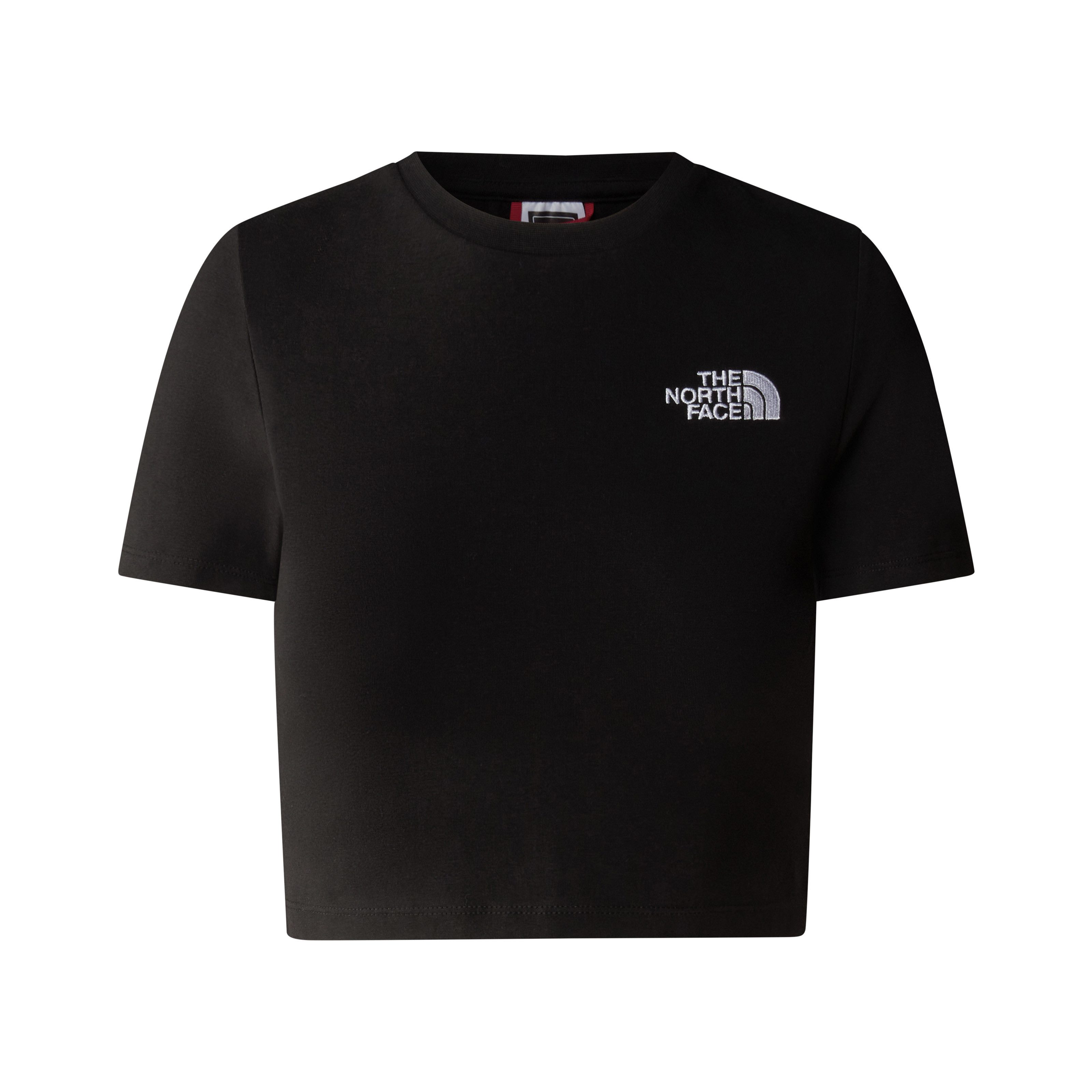 The North Face T-Shirt Essential kurz und schmal geschnittenes T-Shirt für Damen sportlicher Stil, gerippter Kragen, aus Baumwolle und Elasthan – Bild 3 von 4