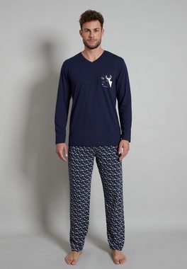 TOM TAILOR Pyjama TOM TAILOR Herren Pyjama blau Motivprint (1 tlg)