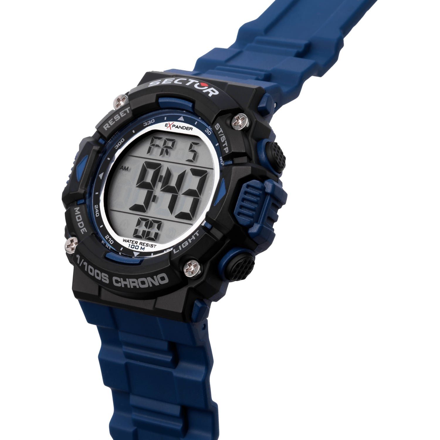 Sector Digitaluhr Sector Herren Armbanduhr Digital, (Digitaluhr), Herren Armbanduhr eckig, extra groß (ca. 40,4x45,1mm), PURarmband blau