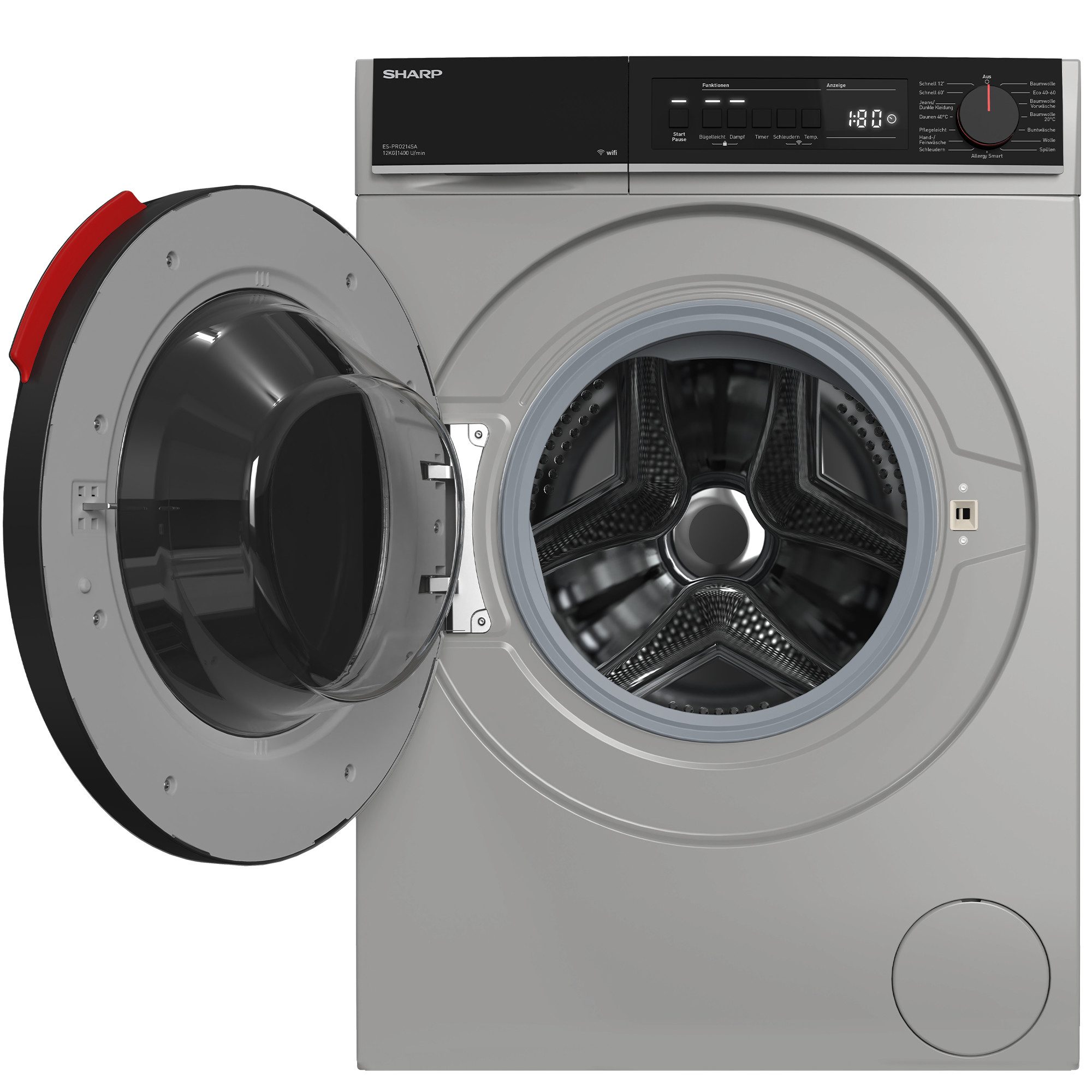 Sharp Waschmaschine ES-PRO214SA-DE, 12 kg, 1400 U/min, AllergySmart, Dampf, WIFI Steuerung per App, 12 kg
