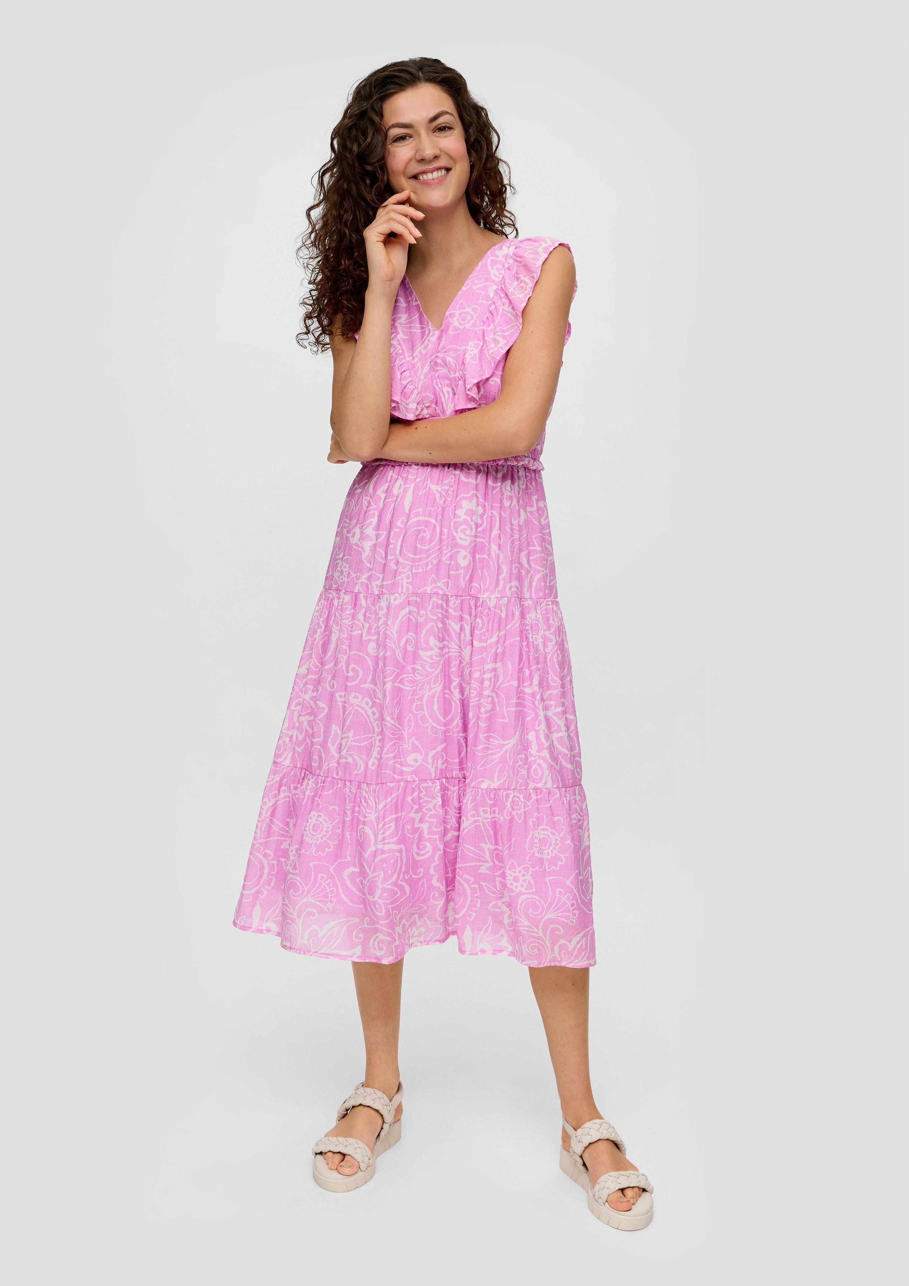 s.Oliver Maxikleid Gemustertes Kleid aus Viskosemix günstig online kaufen