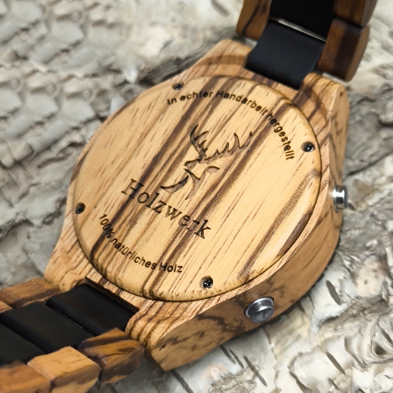Holzwerk Digitaluhr INGOLSTADT Holz Armband Uhr mit Datum, blau, schwarz INGOLSTADT