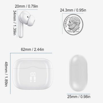 xinwld Kabellos Bluetooth 5.3 IP7 Wasserdicht Ohrhörer LED Anzeige In-Ear-Kopfhörer (Nachhaltige Materialien und Effizienz für einen grünen Lebensstil., mit 4 ENC Noise Cancelling Mic, Tiefer Bass Wireless Earbuds 40Std)