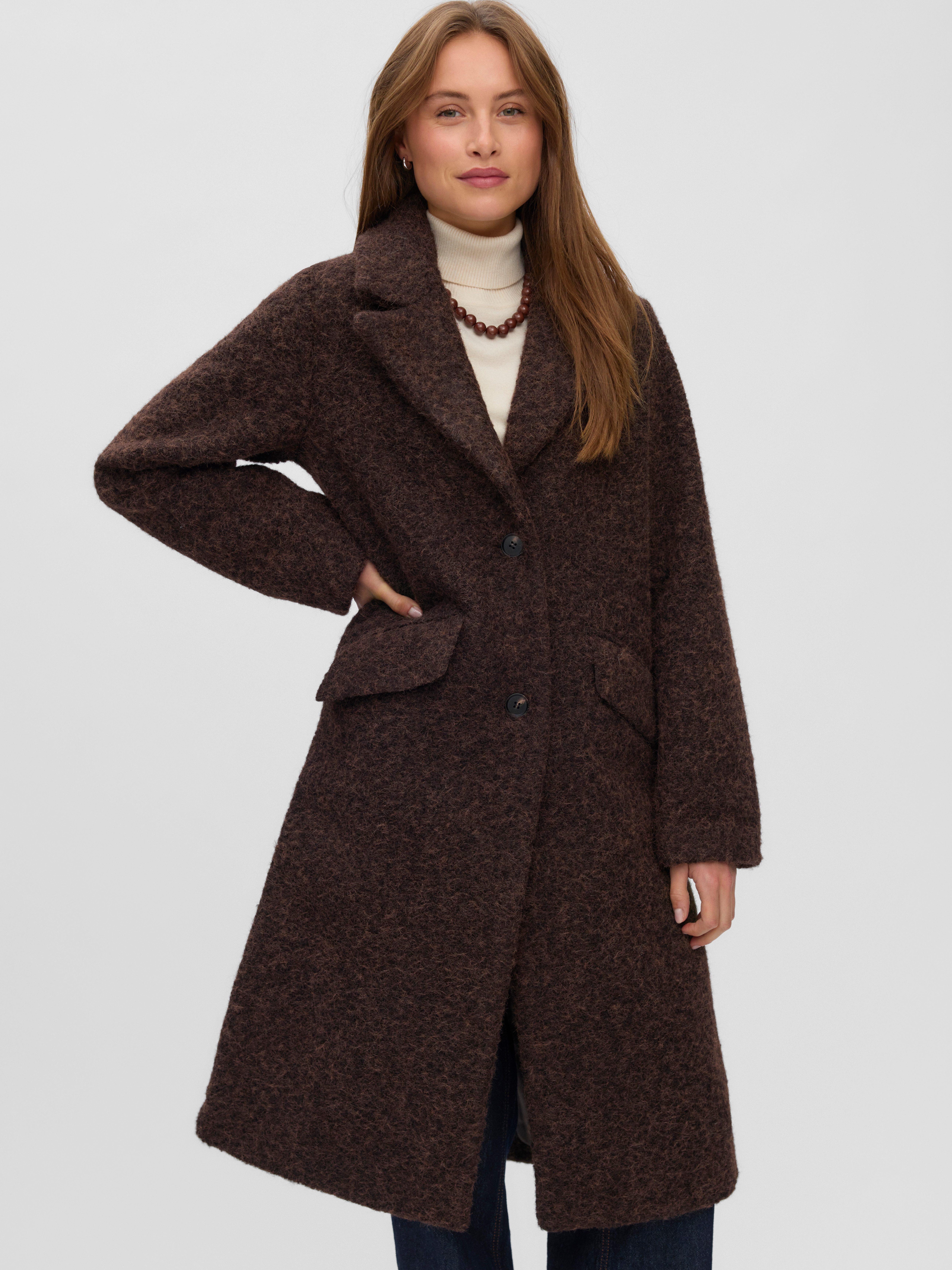 Vero Moda Langmantel VMELENA LONG COAT NOOS Kunstfaser