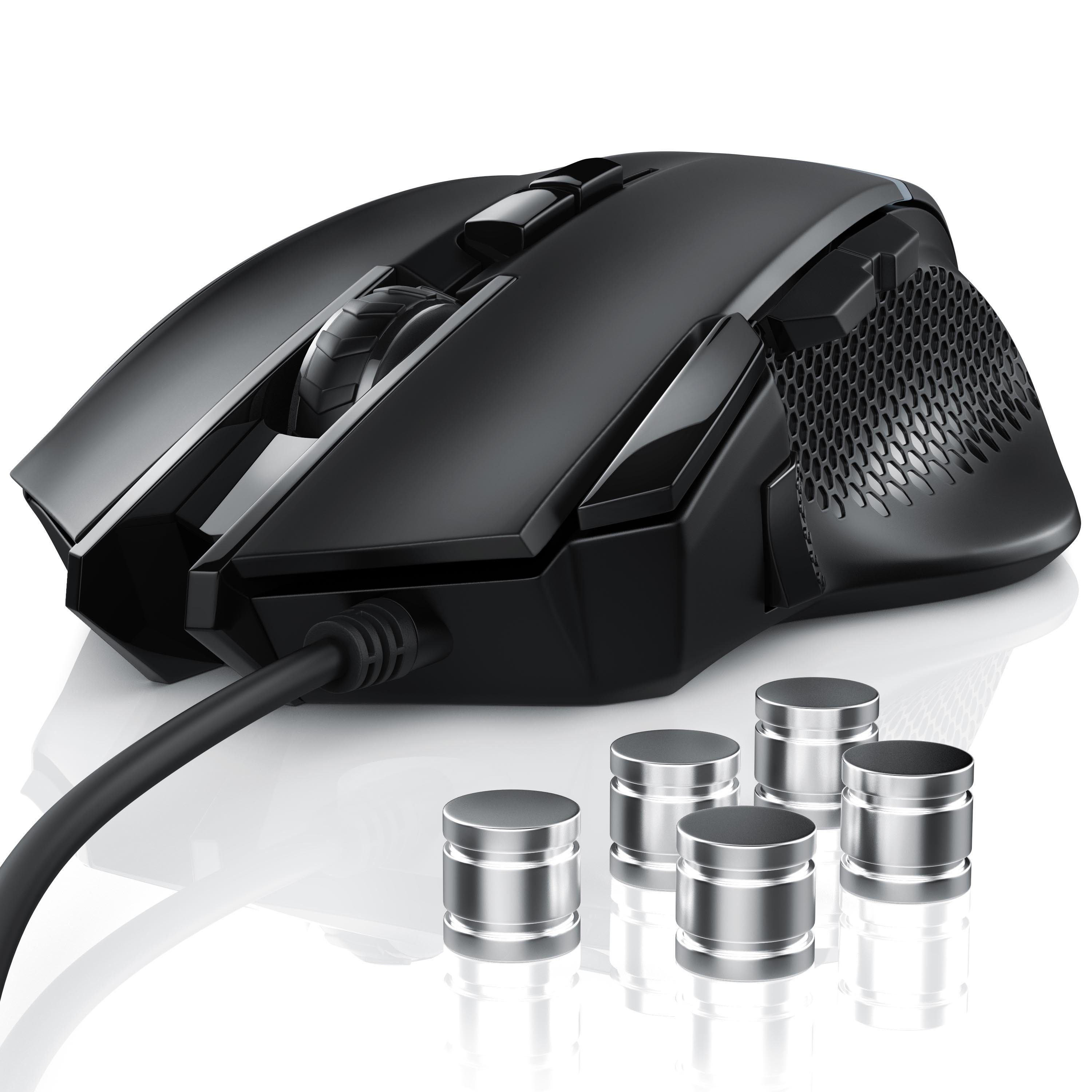 CSL Gaming-Maus Mouse 500 Gewichten) inkl. 3200 Abtastrate (kabelgebunden, ergonomisch, wählbar, dpi, dpi