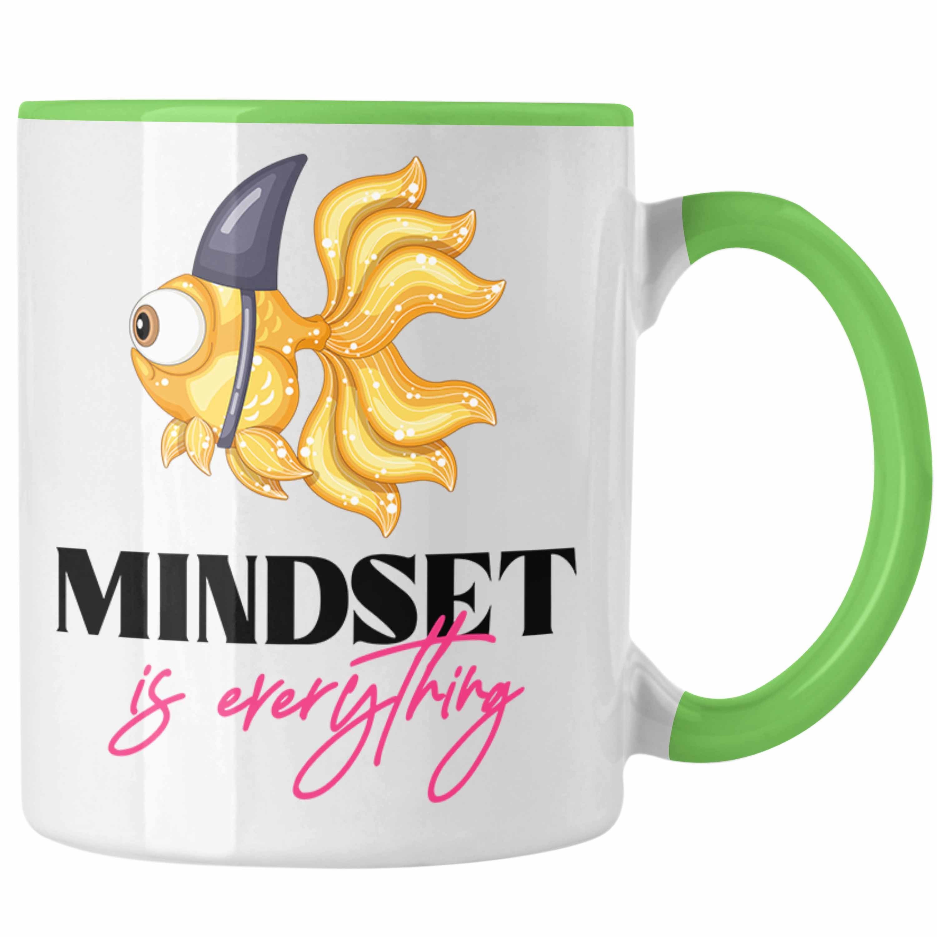 Trendation Tasse Mindset Is Everything Tasse Motivation Fisch Haifisch Grün