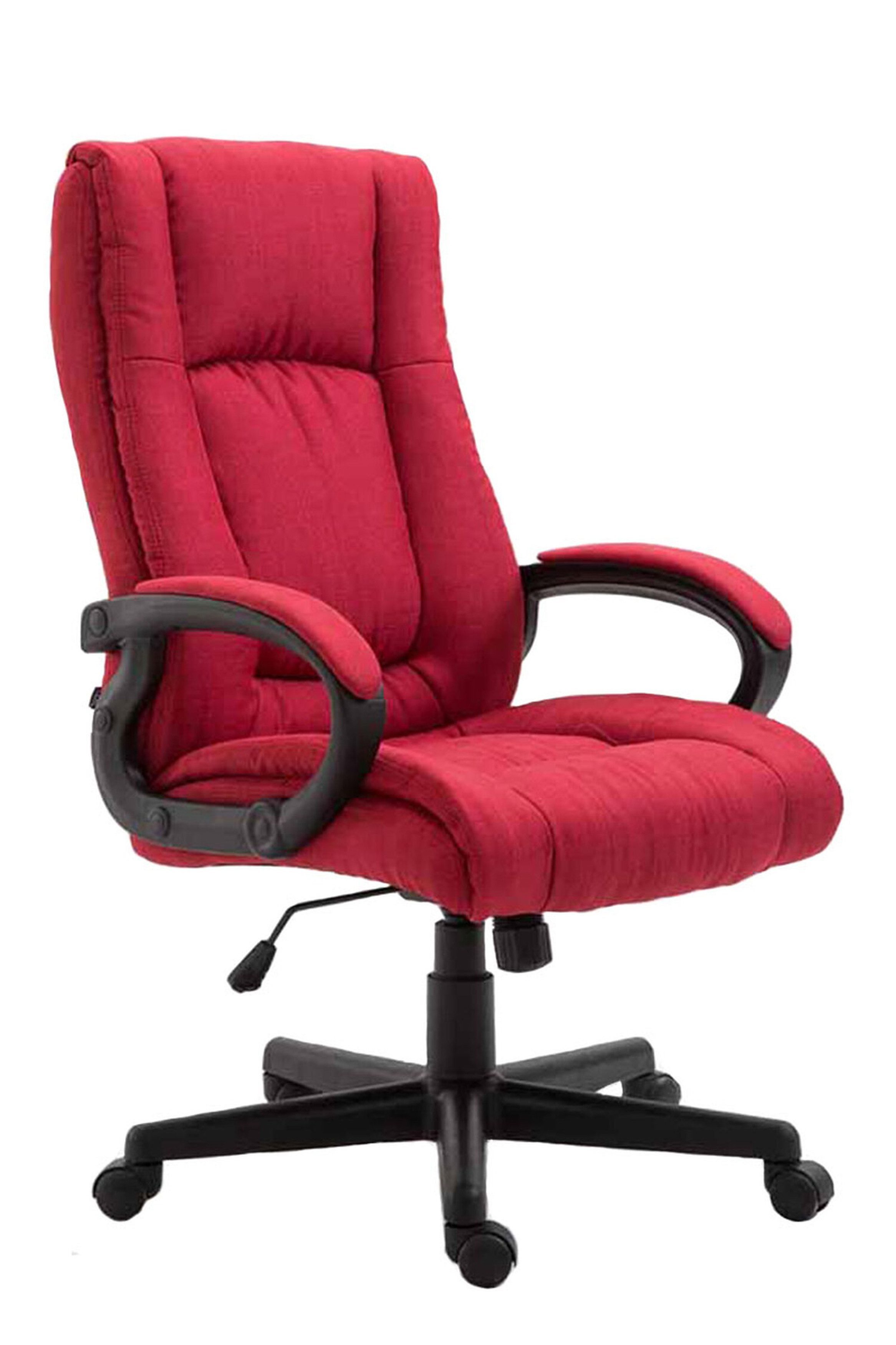 TPFLiving Bürostuhl Sportino XL mit bequemer Rückenlehne - höhenverstellbar - 360° drehbar (Schreibtischstuhl, Drehstuhl, Chefsessel, Bürostuhl XXL), Gestell: Kunstleder schwarz - Sitz: Kunstleder Rot