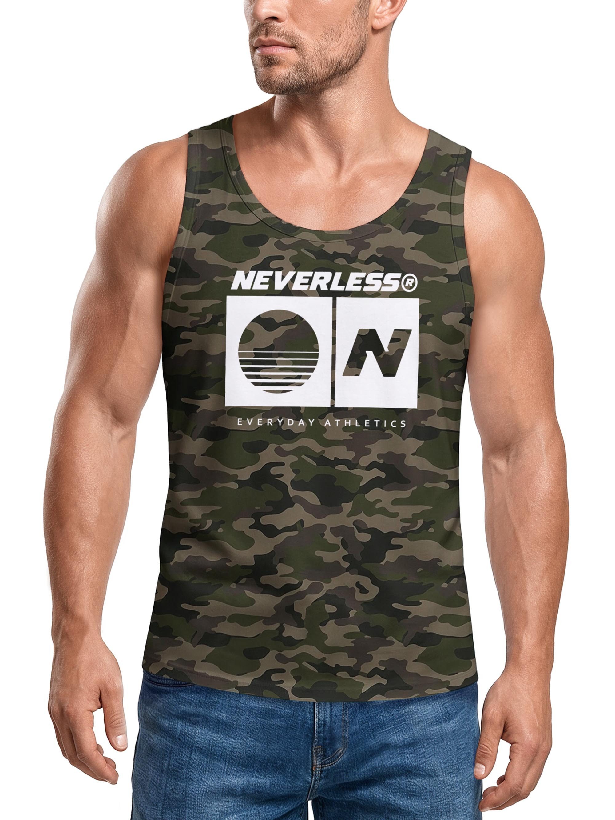 Neverless Tanktop Tanktop Herren mit Grafik-Print - Sunset Sport Logo - Trägershirt mit Print