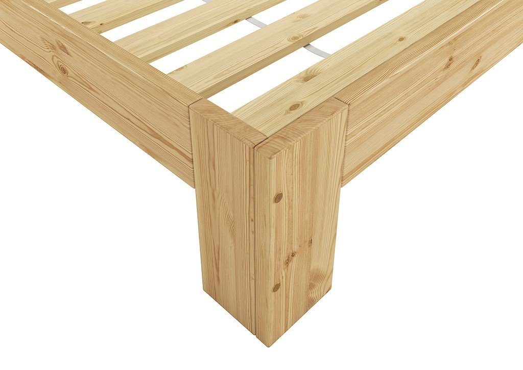 Kiefer lackiert mit 140x200 Bett ERST-HOLZ massiv Kieferfarblos Rollrost, Futonbett