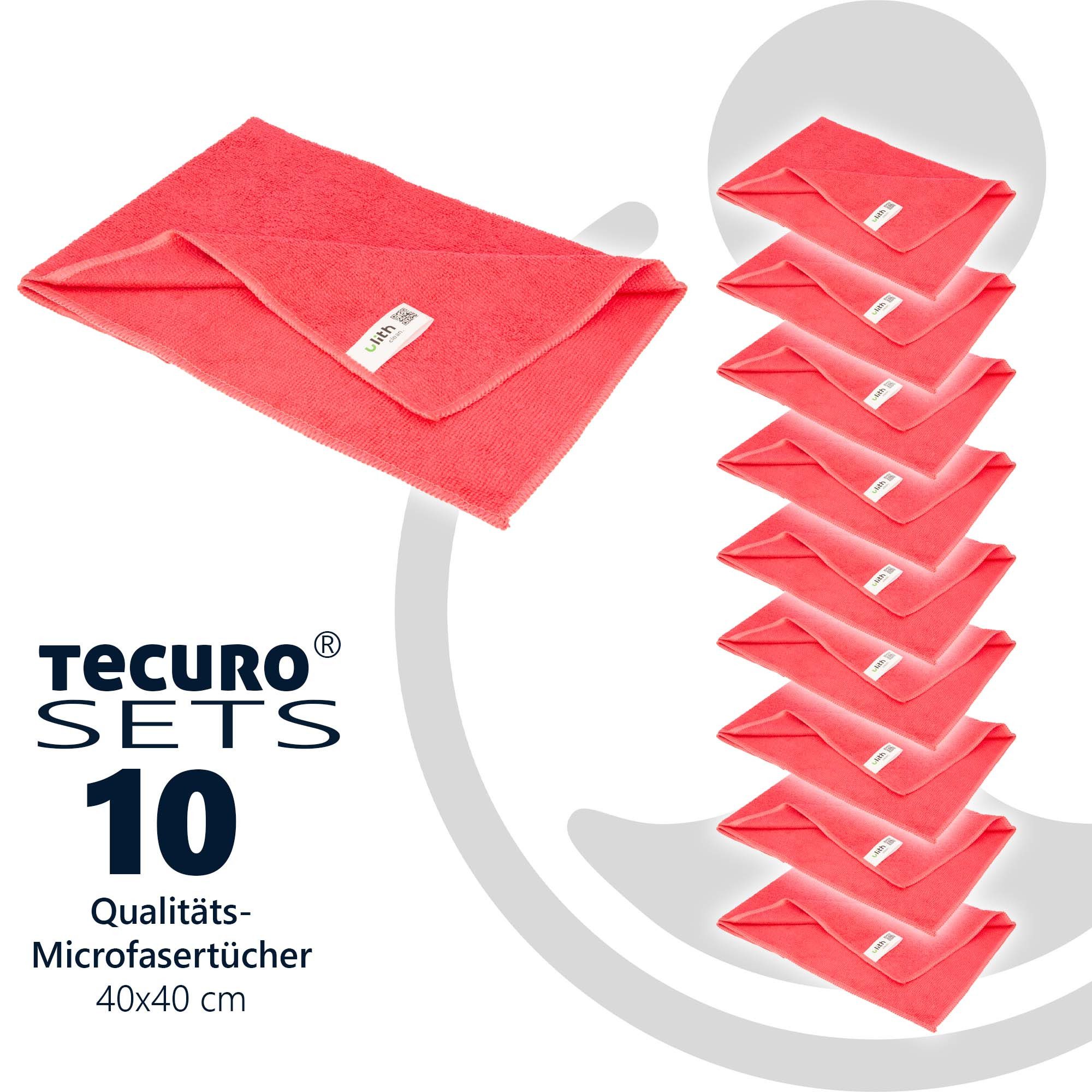 Ulith Clean-Profi Microfasertuch (10 Stück), 40 x 40 cm, Rot, 300 GSM Mikrofasertuch (rot)