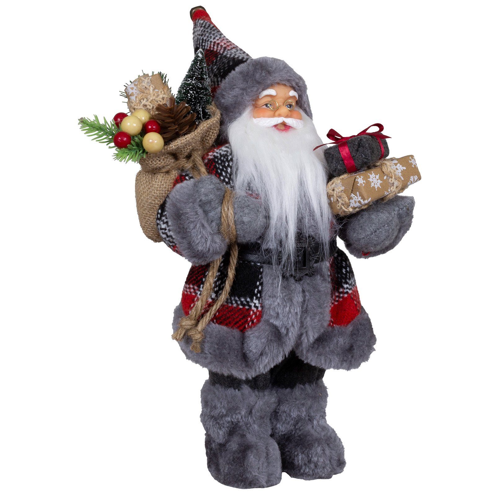 Christmas Paradise Weihnachtsmann Finn, 4 Größen (30-80cm) (Deko Figur, 1 St), grau-rot
