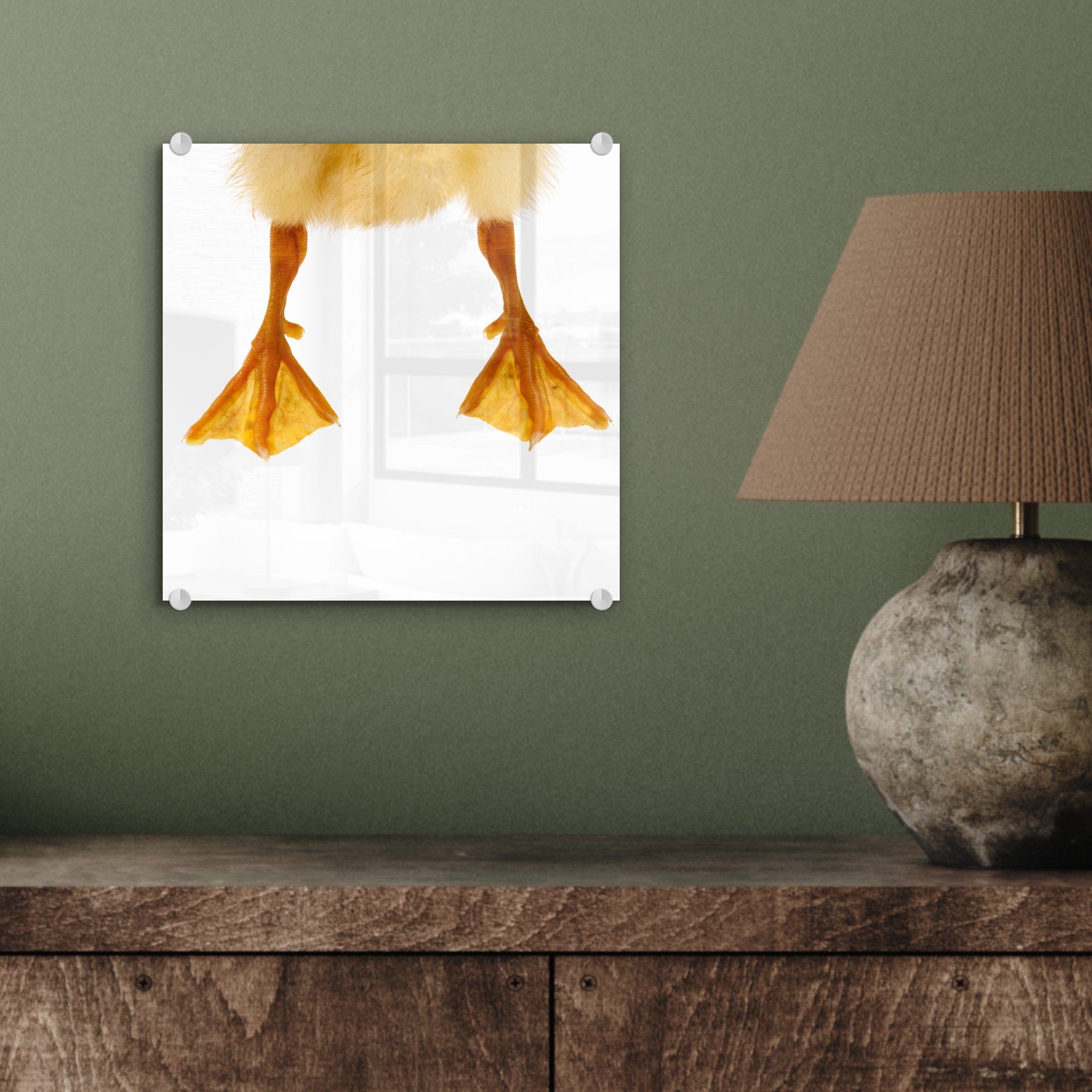 auf Entenbabys, Acrylglasbild Foto eines Beine Glas Glas auf MuchoWow (1 Wanddekoration St), - - - Wandbild Bilder Glasbilder
